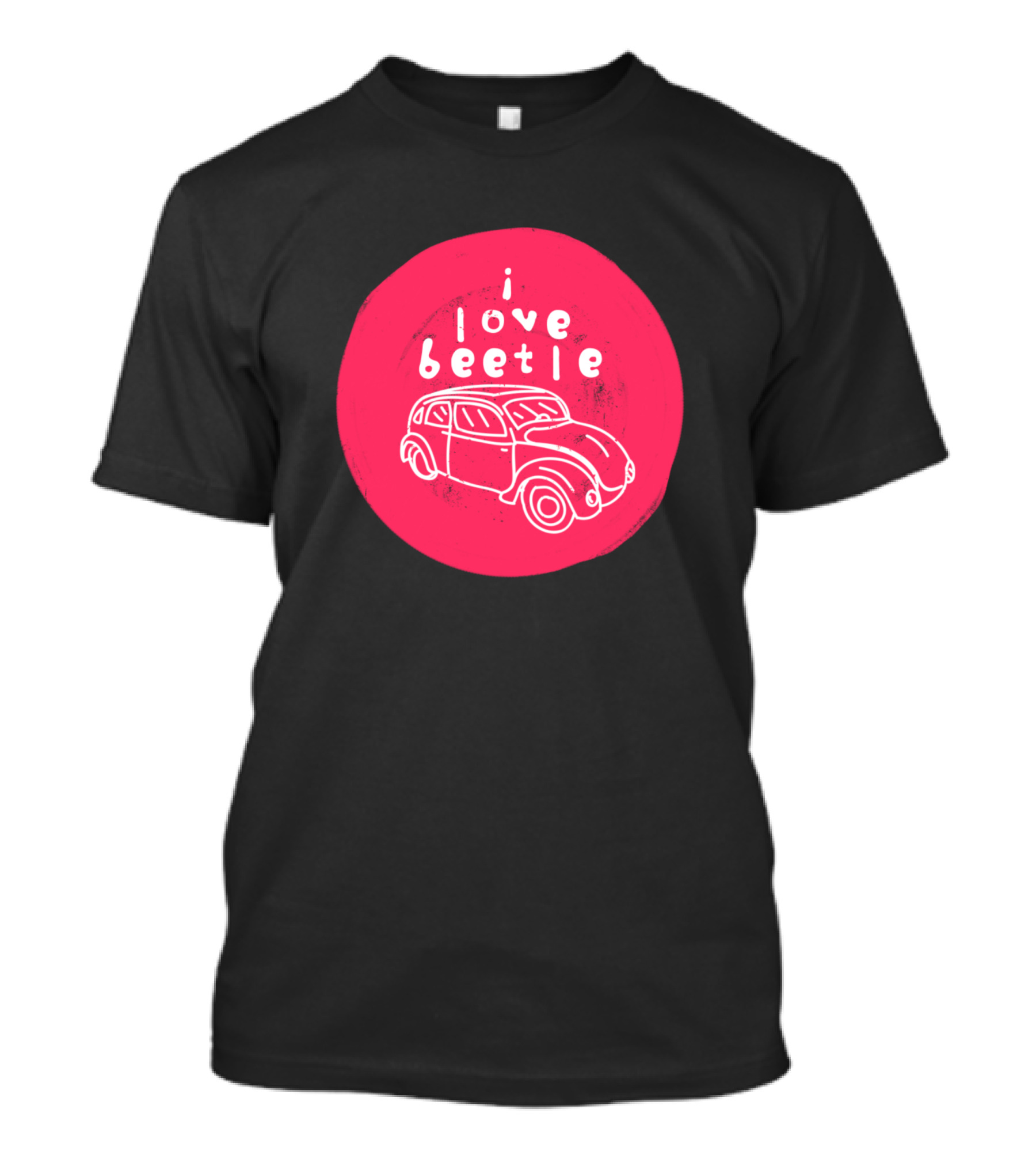 I Love Beetle Classic Car Sketch In Red Circle T-Shirt
