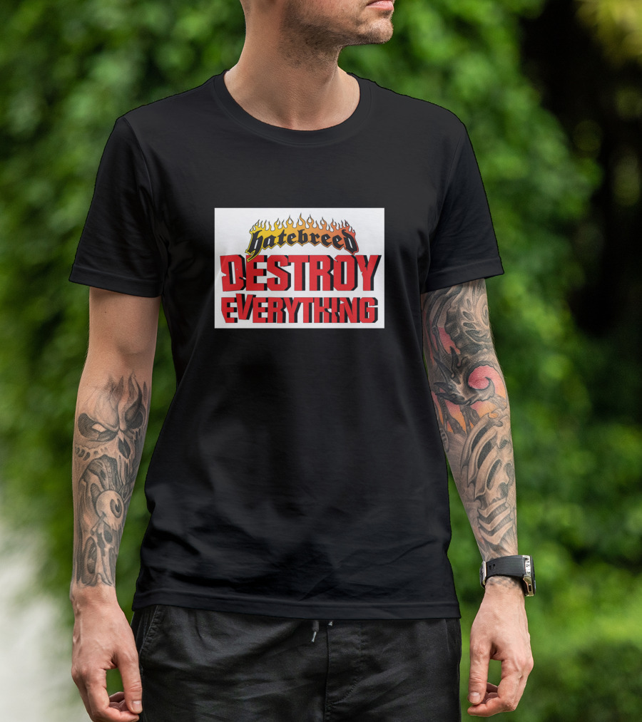 Hatebreed Destroy Everything Flame Text Bold Red Letters T-Shirt