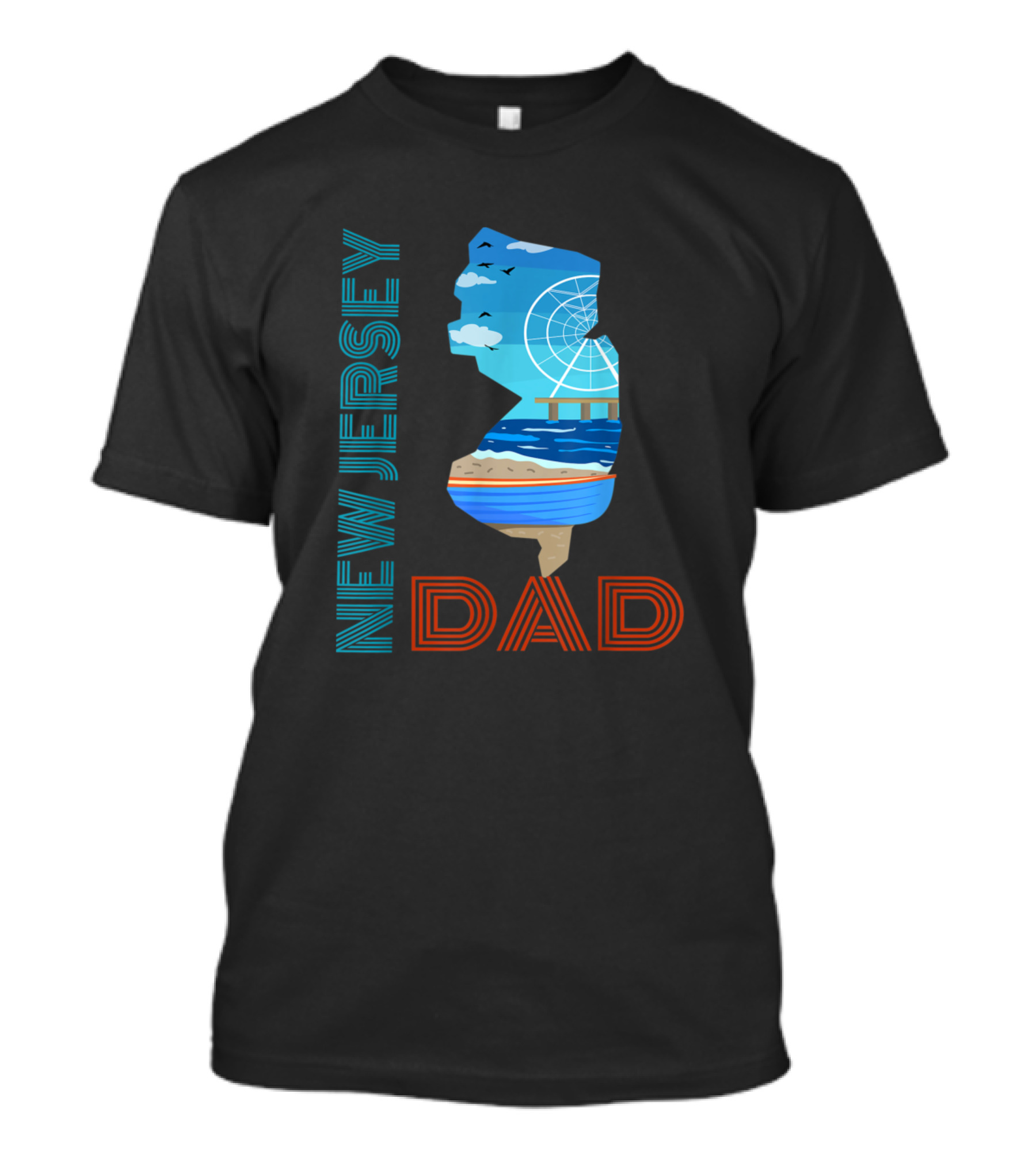 New Jersey Dad Vintage Beach Ferris Wheel T-Shirt