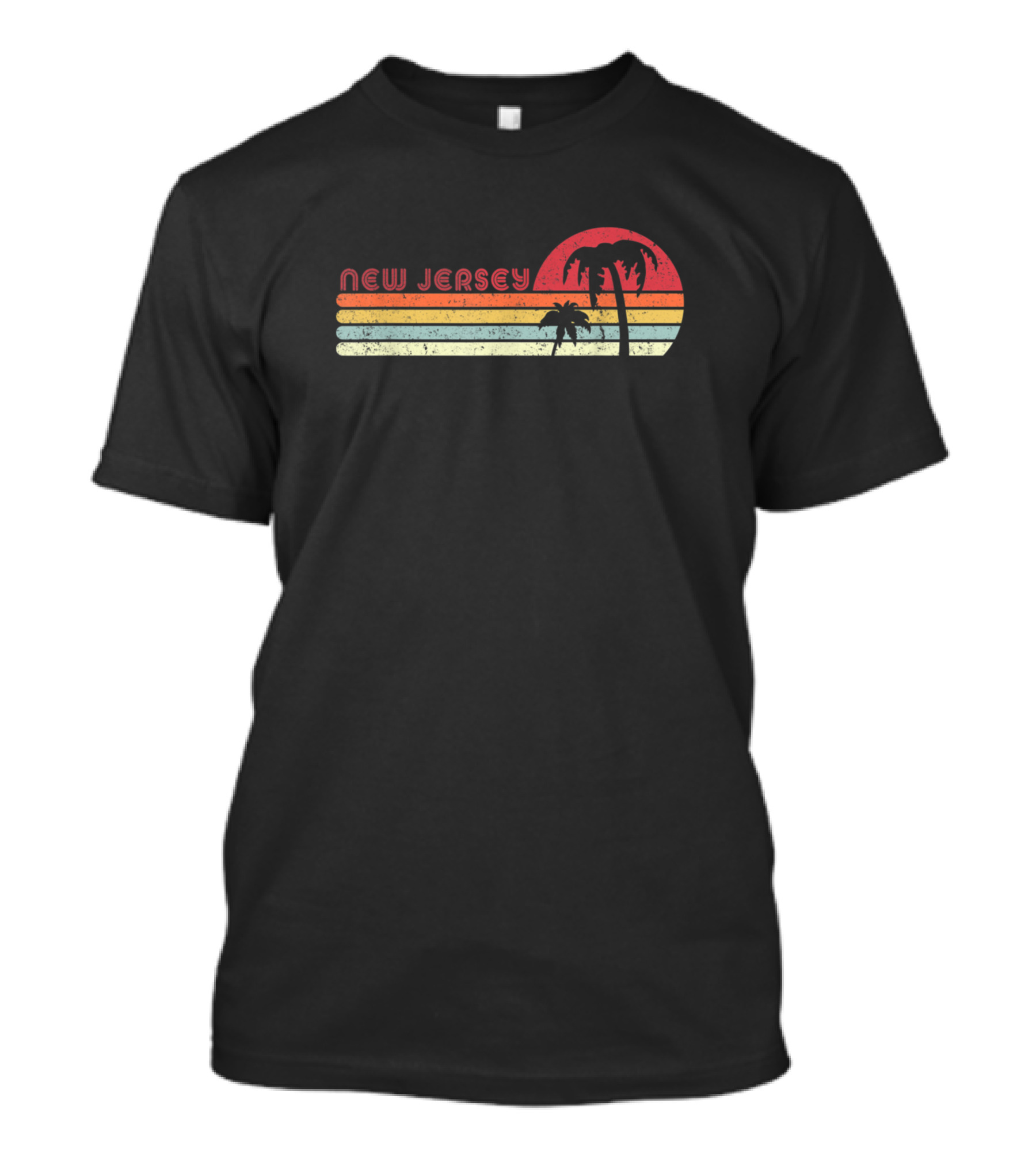 New Jersey Retro Sunset Palm Trees Nj Usa T-Shirt