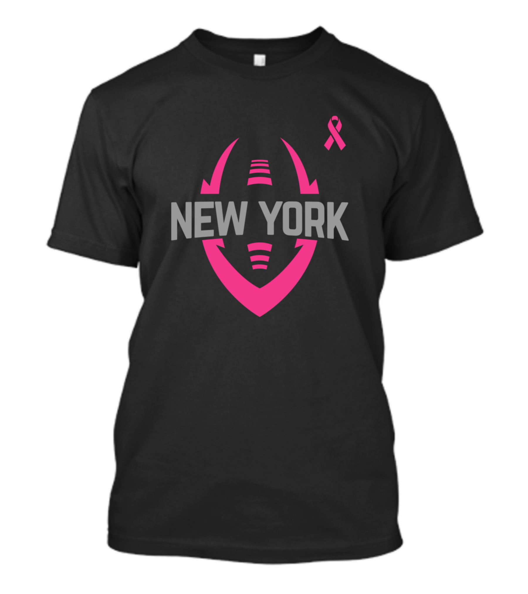 New York Pro Football Breast Cancer Awareness Pink Ribbon T-Shirt