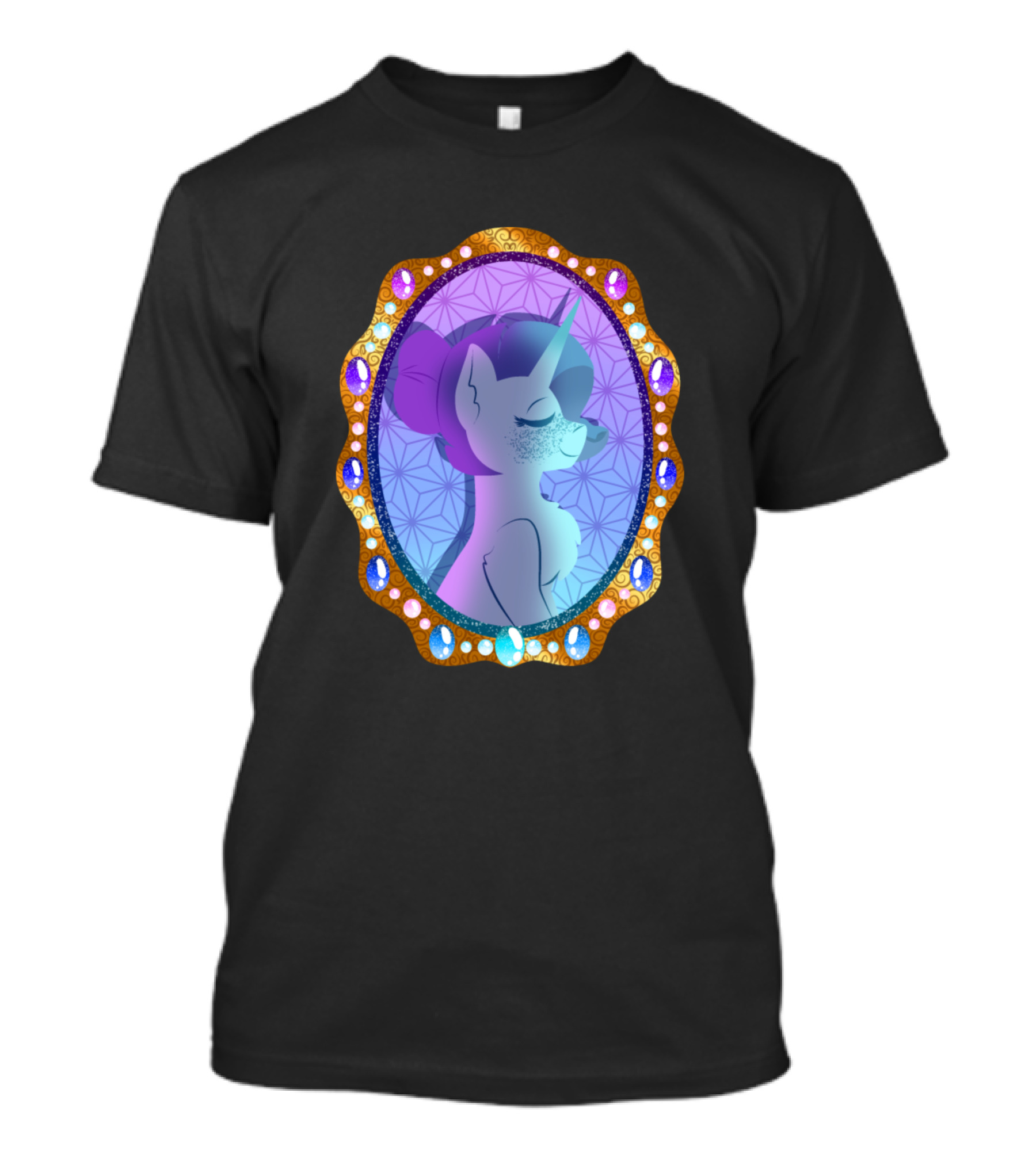 Rarity Pony Reflective Gemstone Portrait Oval Frame T-Shirt