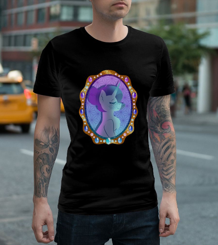Rarity Pony Reflective Gemstone Portrait Oval Frame T-Shirt