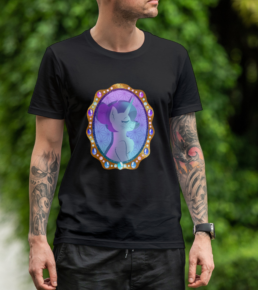 Rarity Pony Reflective Gemstone Portrait Oval Frame T-Shirt