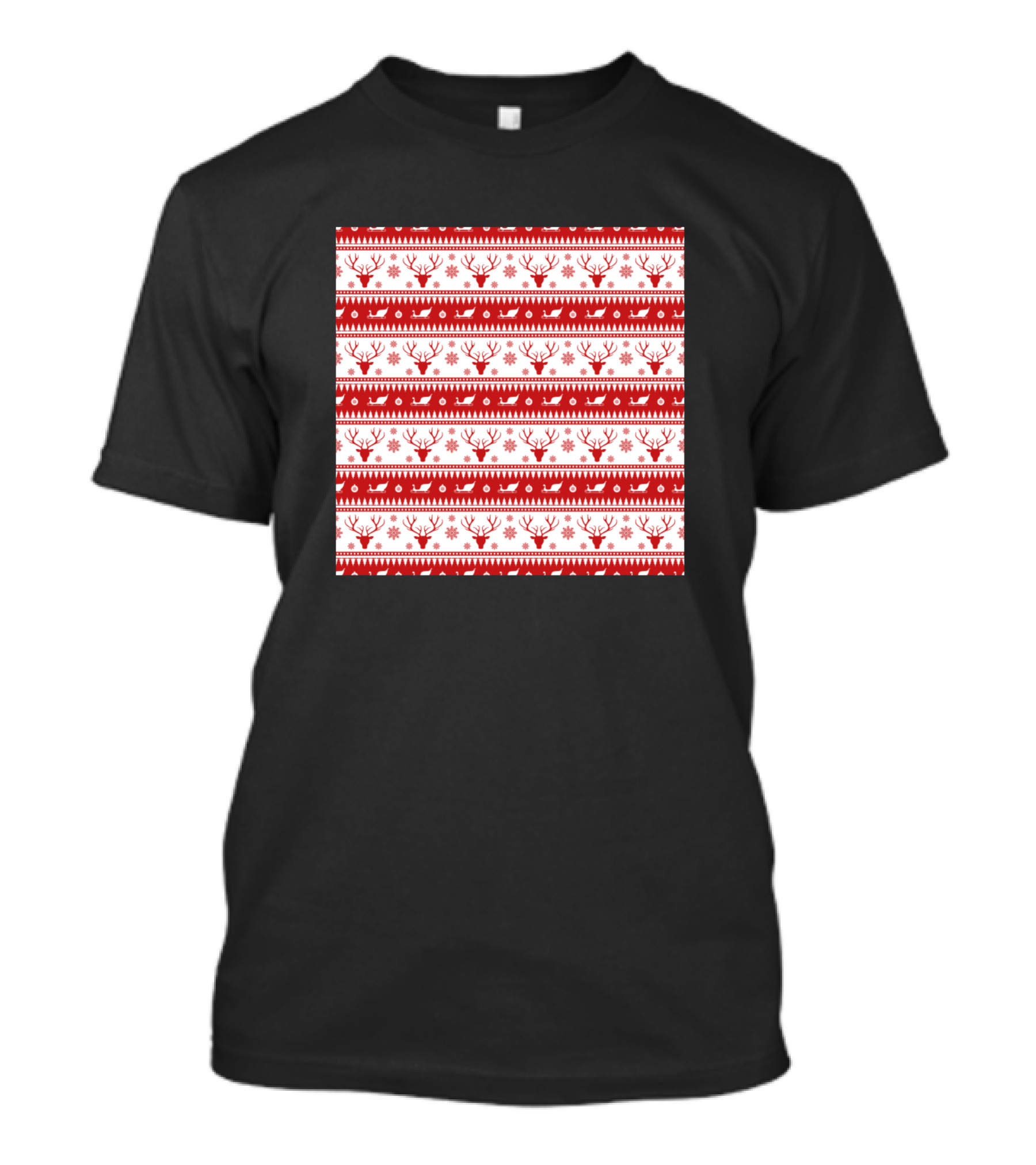 Red Christmas Reindeer Snowflake Festive Xmas T-Shirt