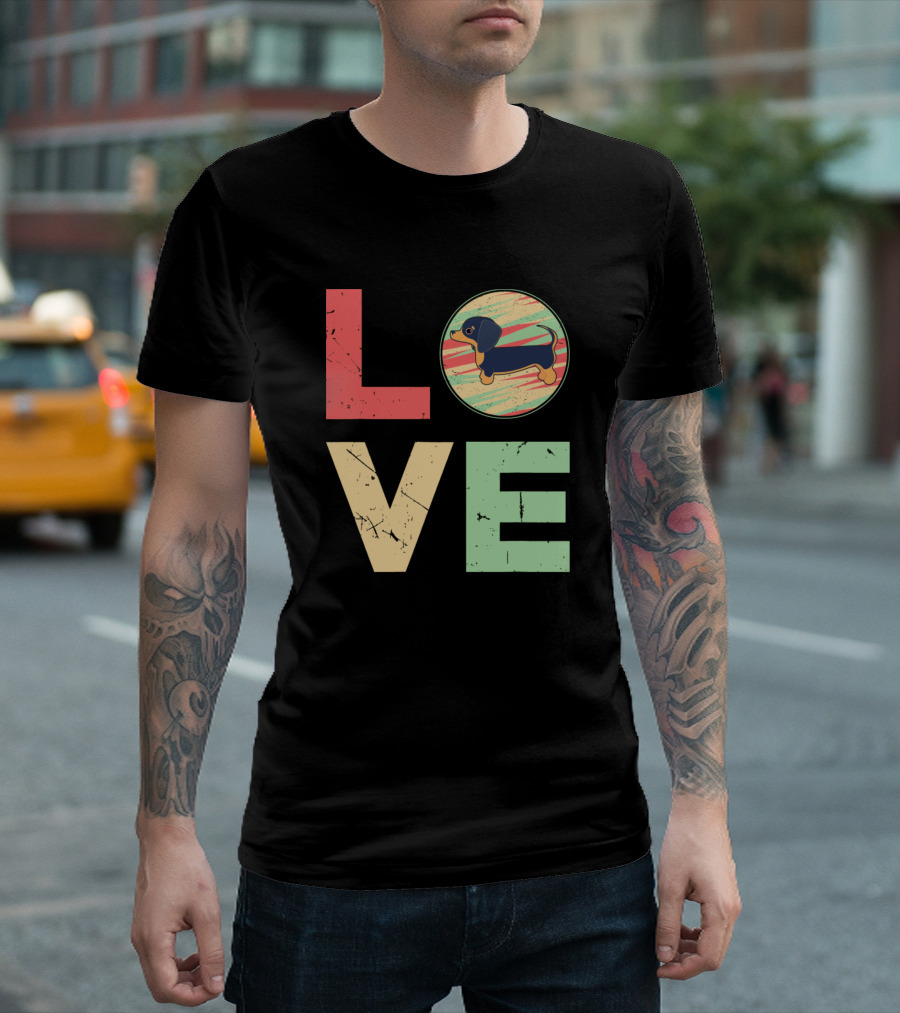 Retro Vintage Dachshund Love Dog Mom T-Shirt