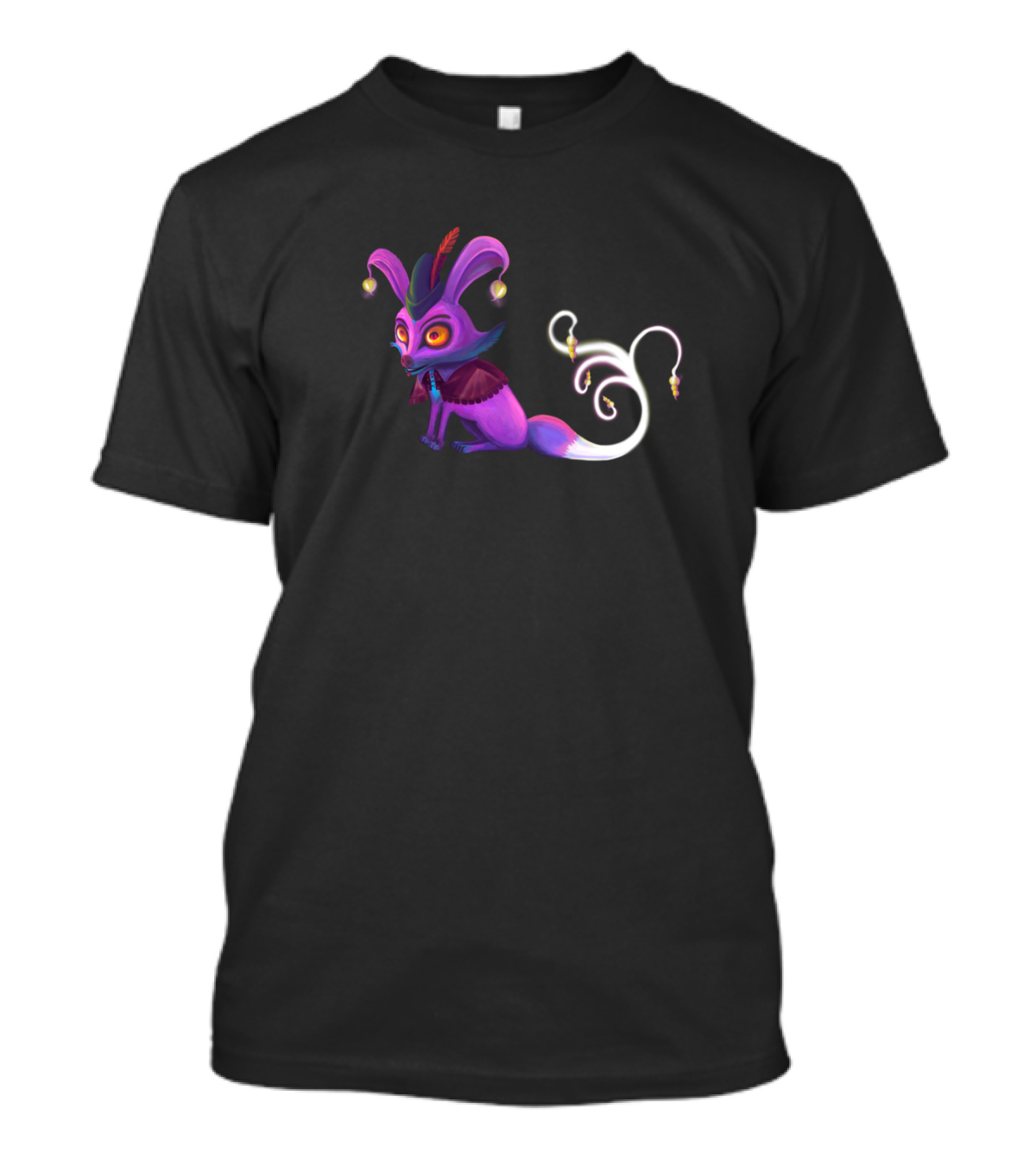Robin Fox Vibrant Purple Creature With Whimsical Ears And Glowing Tail T-Shirt
