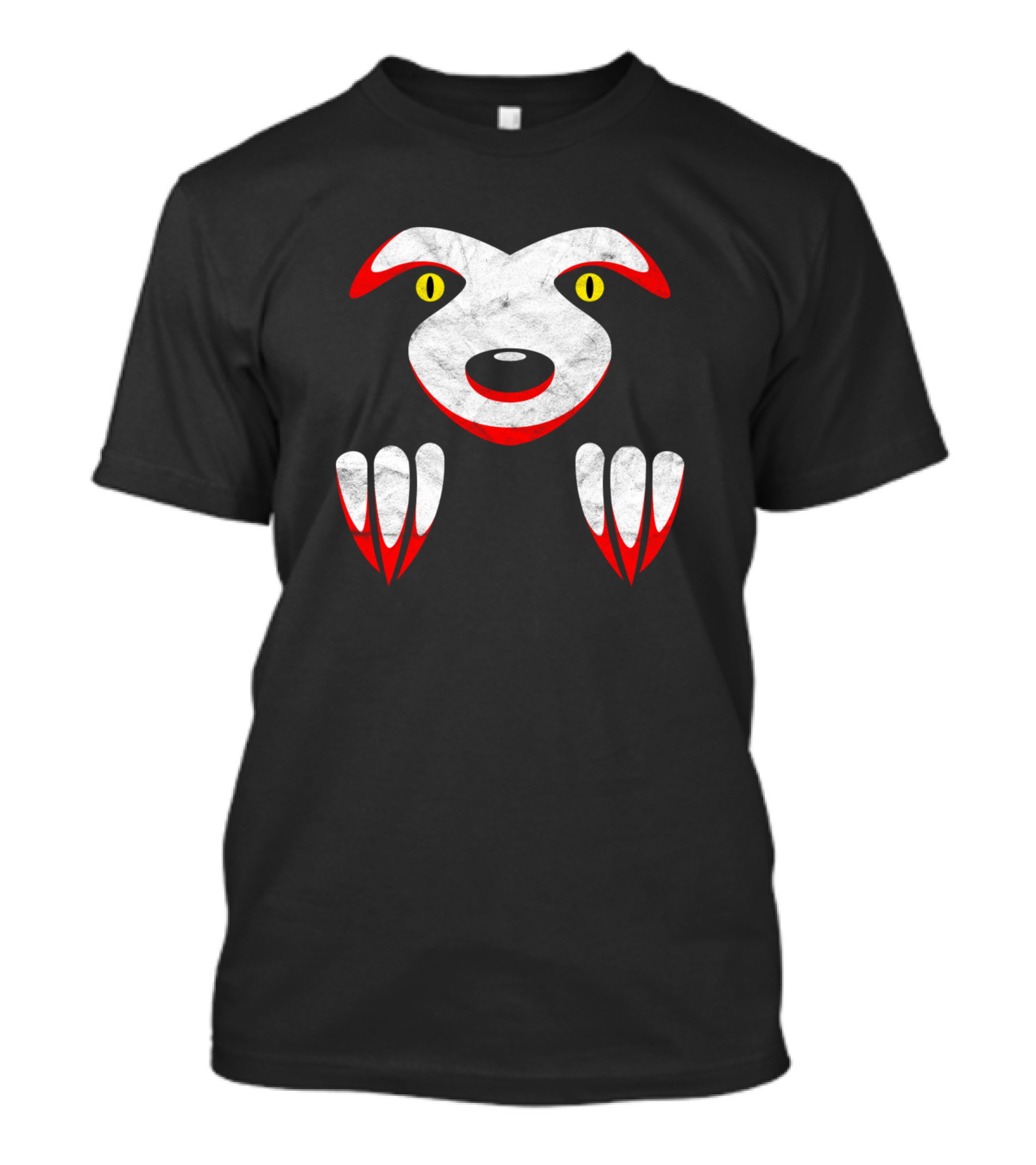 Scary Face Lustiges Geschenk Ngstliches Gesicht Cartoon Creature Claws Yellow Eyes Red Accents T-Shirt