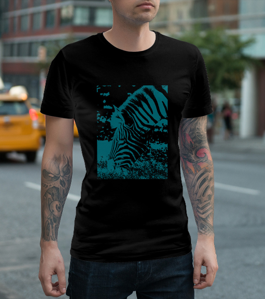 Zebra Silhouette in Teal T-Shirt