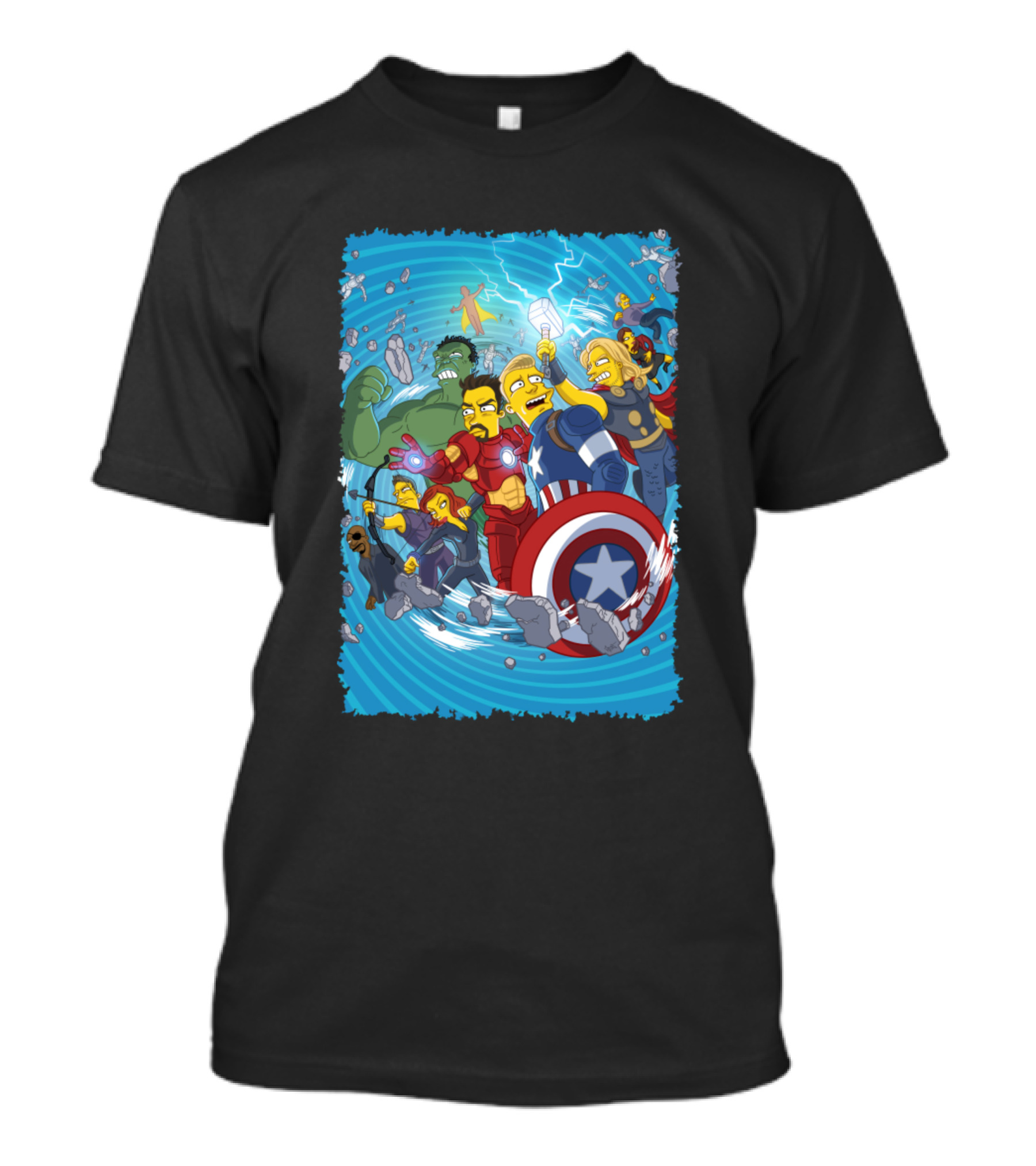Simpsons Characters As Avengers Superheroes Crossover T-Shirt