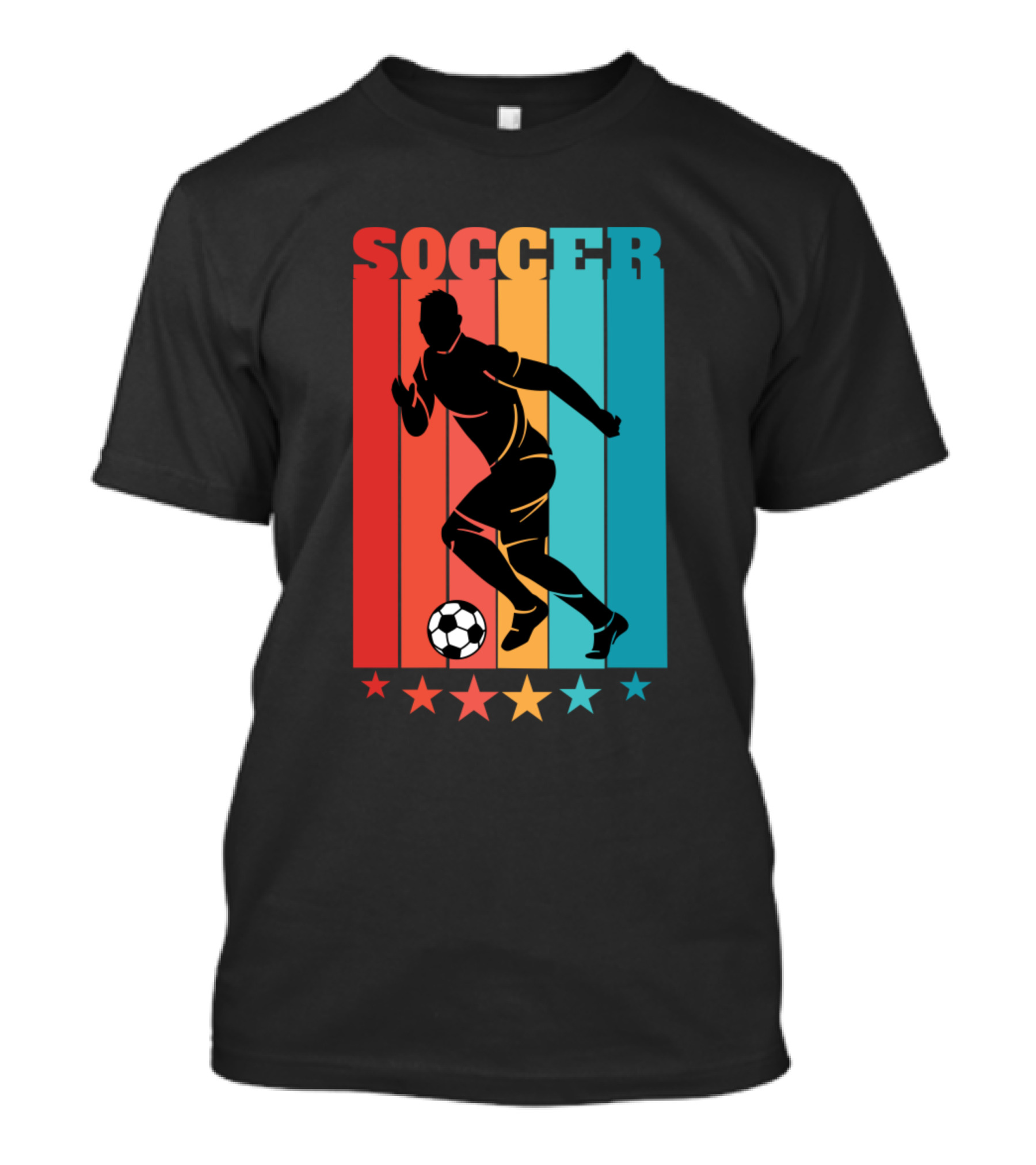 Soccer Player Silhouette With Stripes And Stars T-Shirt