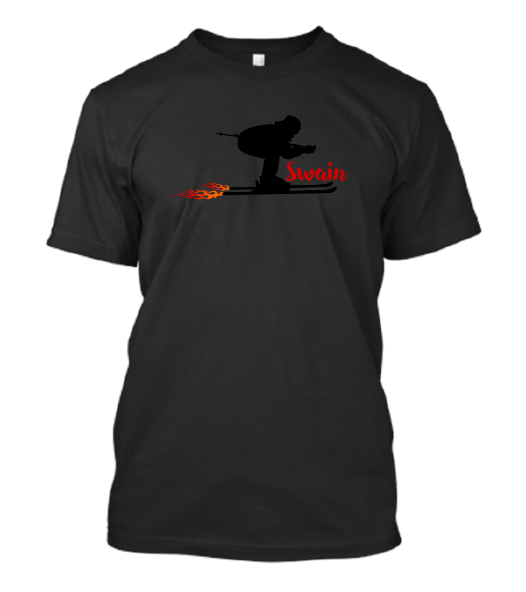 Swain Skiing Silhouette With Flames United States T-Shirt