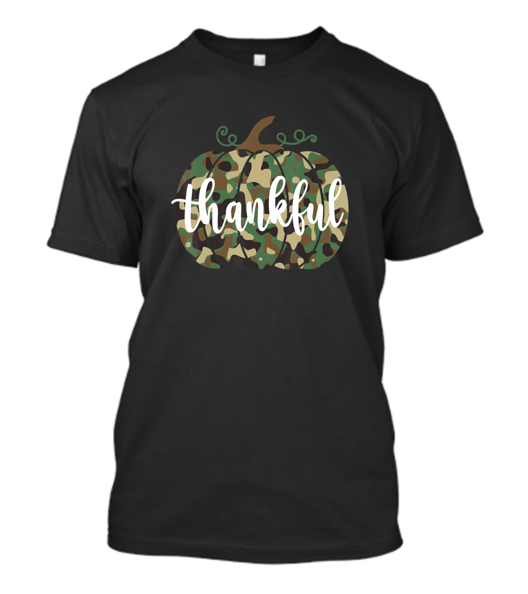 Thankful Camo Print Pumpkin Cute Fall Hun T-Shirt