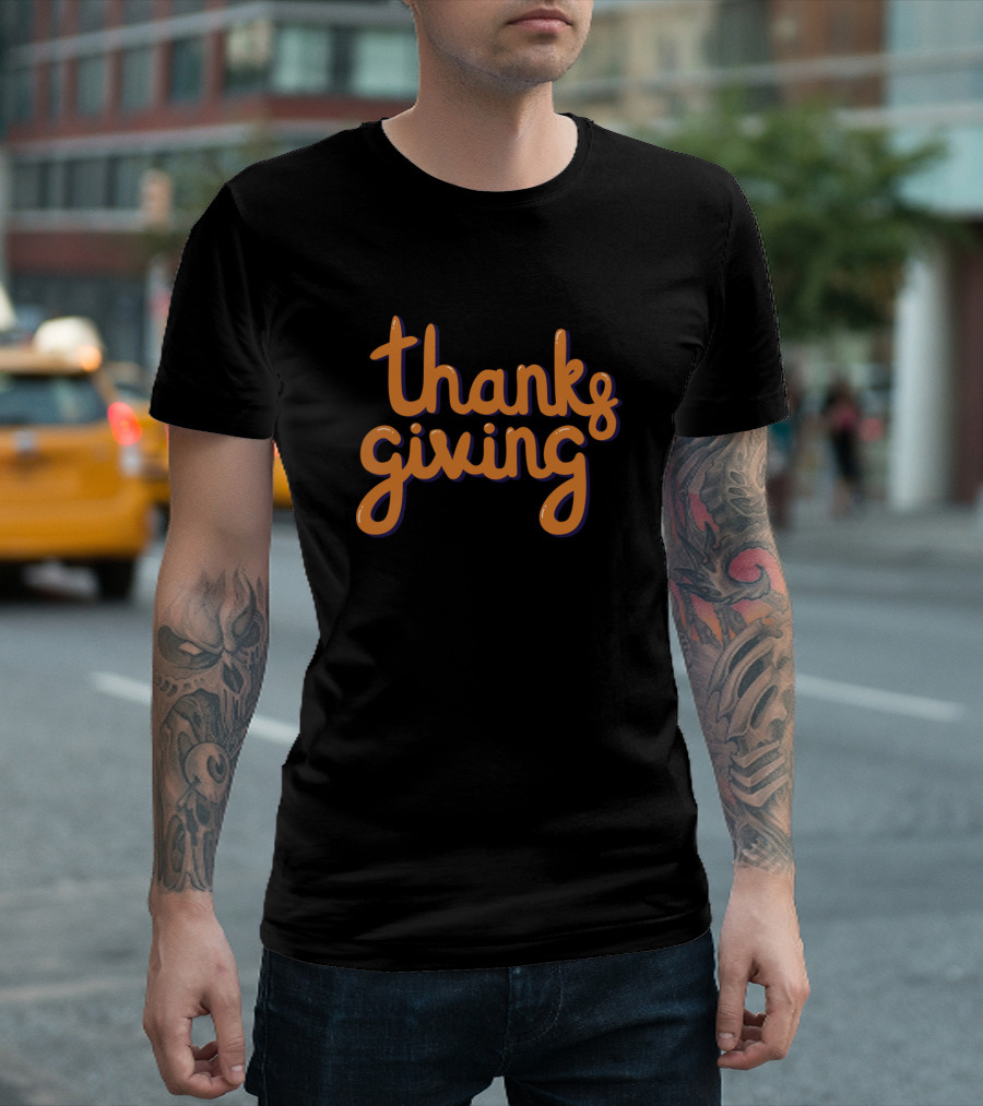 Thanksgiving Thank Giving Typography T-Shirt