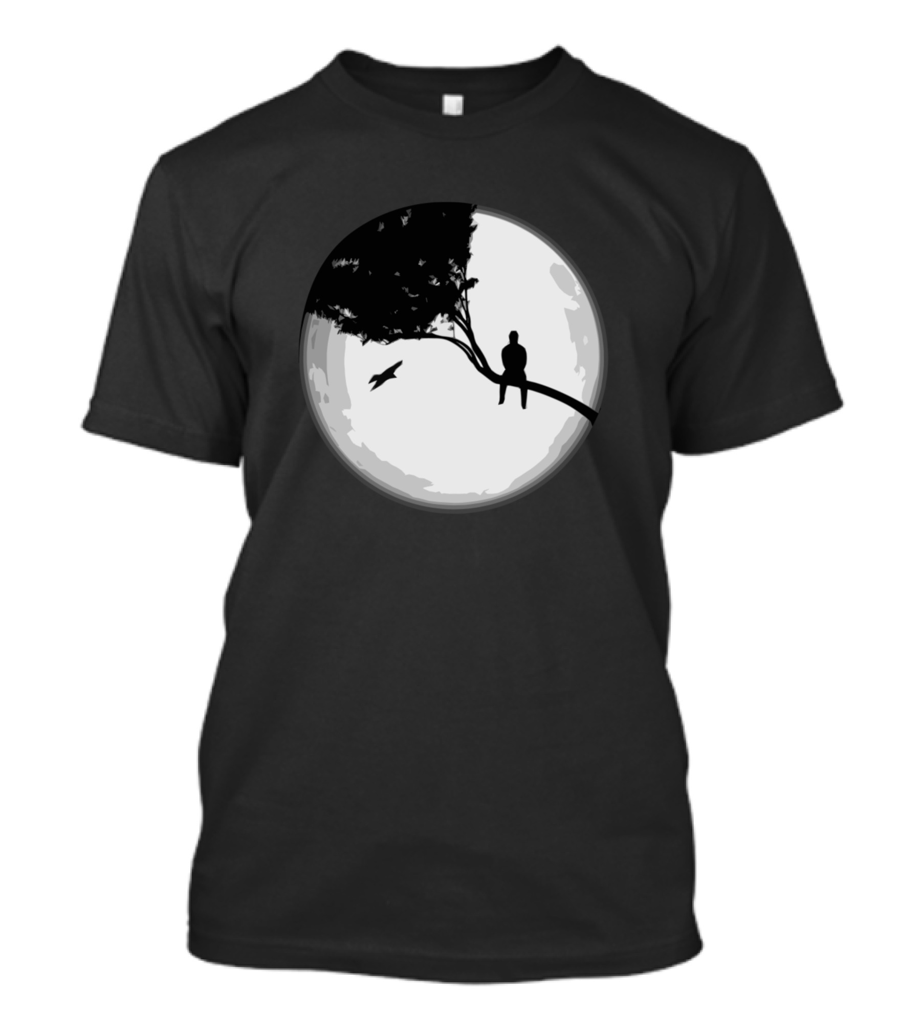 The Moon Silhouette With Tree And Person On Branch T-Shirt