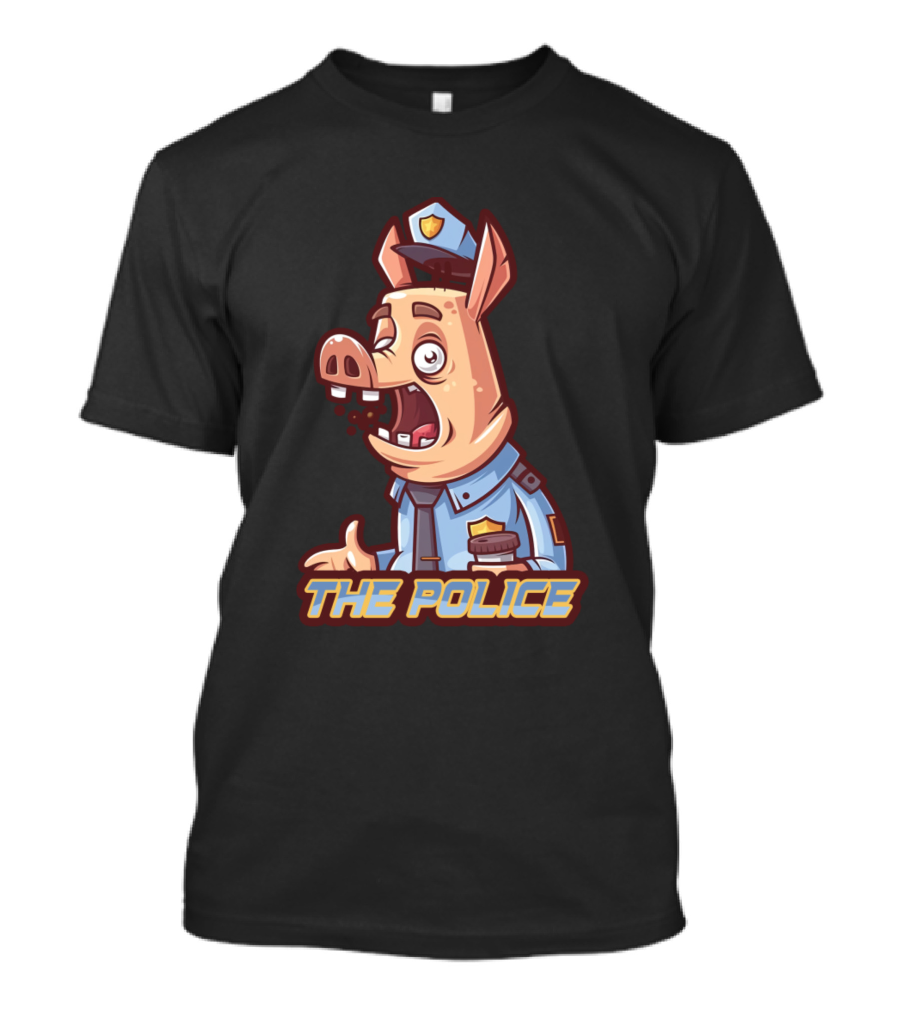 The Police Pigboss Cartoon Pig In Police Uniform T-Shirt