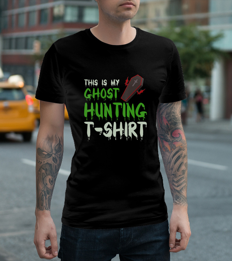 This Is My Ghost Hunting T-Shirt Coffin and Bat Graphics T-Shirt