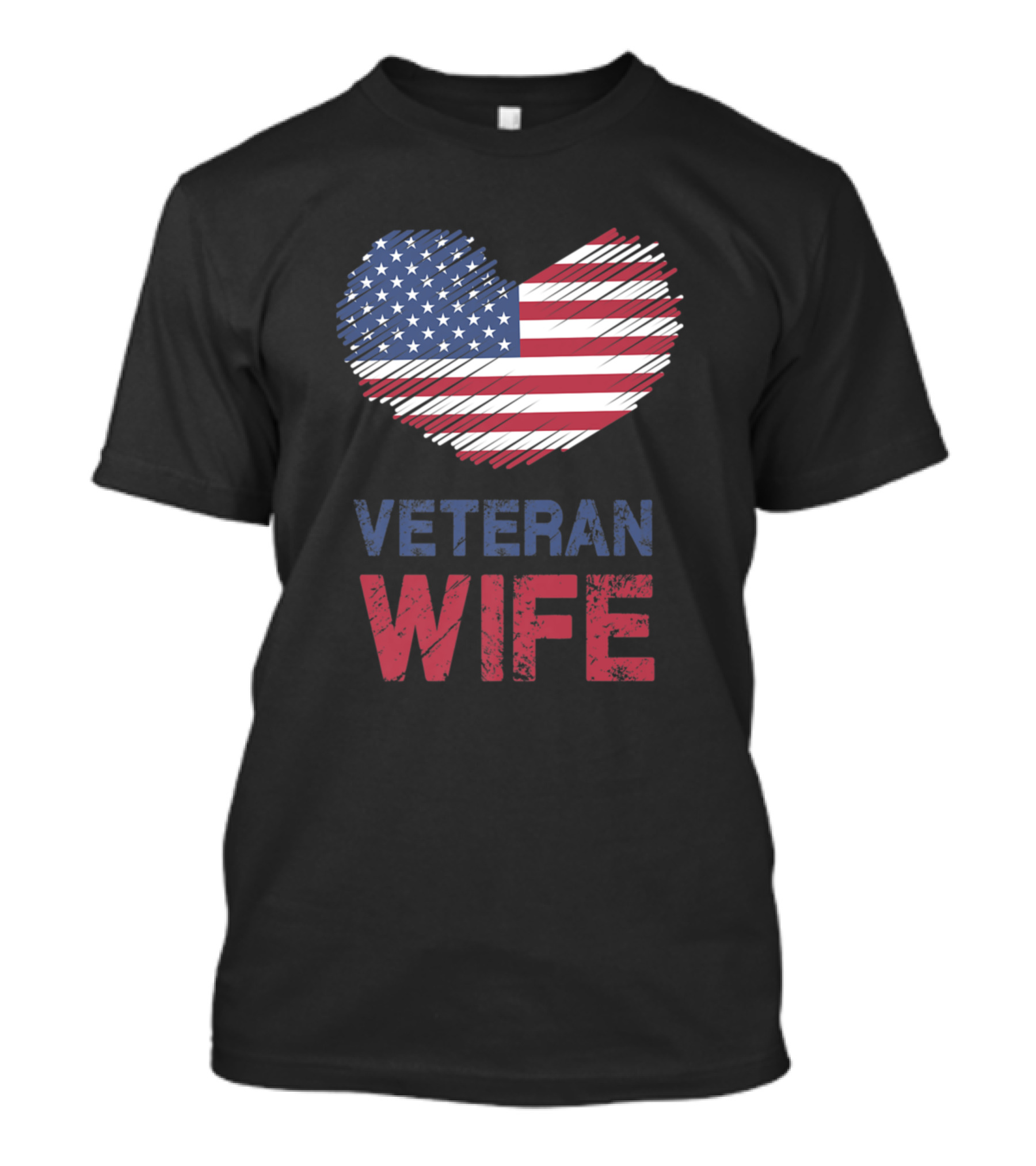 Veteran Wife American Pride Heart Flag T-Shirt