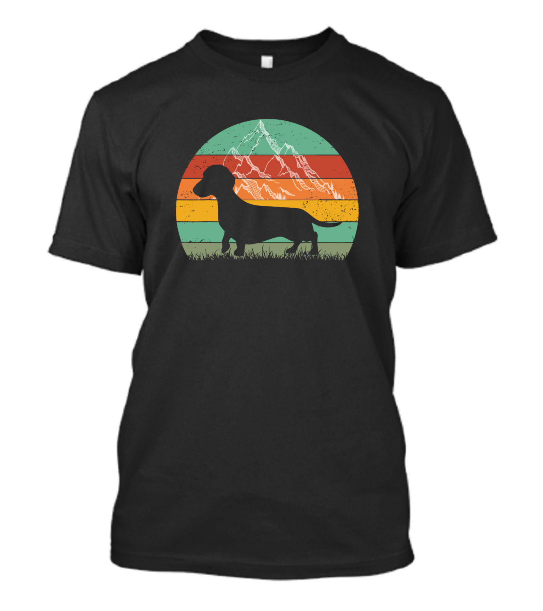 Retro Sunset Mountain Dachshund T-Shirt