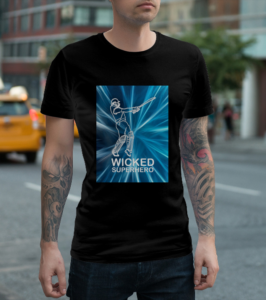 Wicked Superhero Cricket Batter Burst T-Shirt