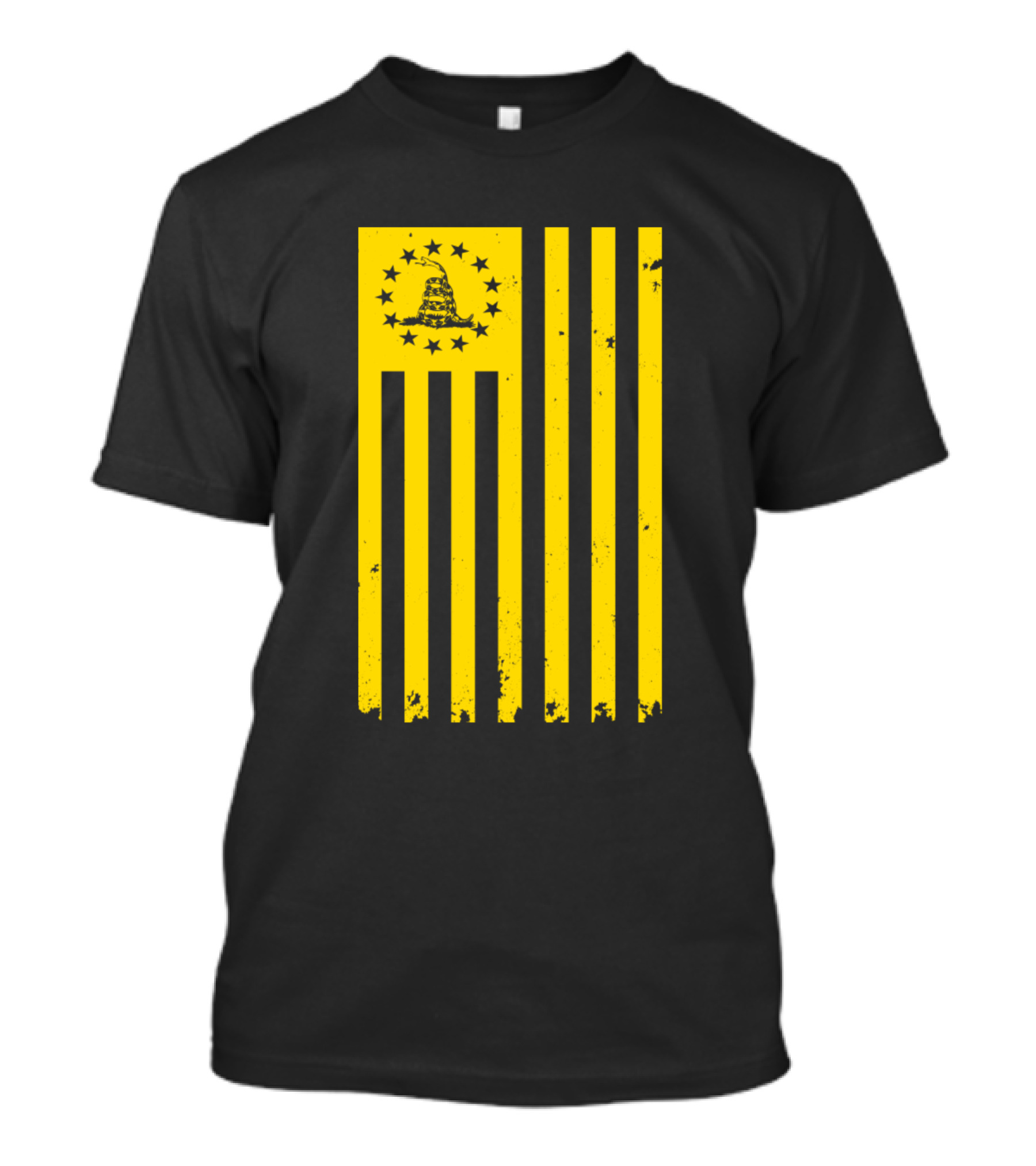 Yellow Vertical Distressed Betsy Ross Gadsden Flag T-Shirt
