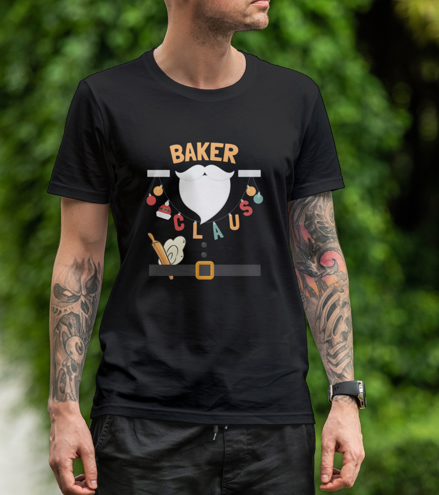 Baker Claus Santa Hat Rolling Pin Cookie Christmas Ornaments T-Shirt
