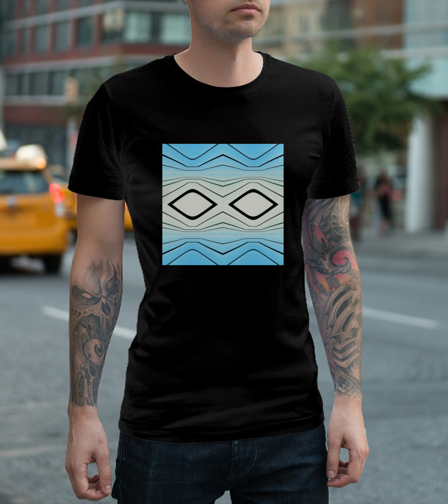 Blue and White Geometric Abstract Southwest Boho Blanket T-Shirt