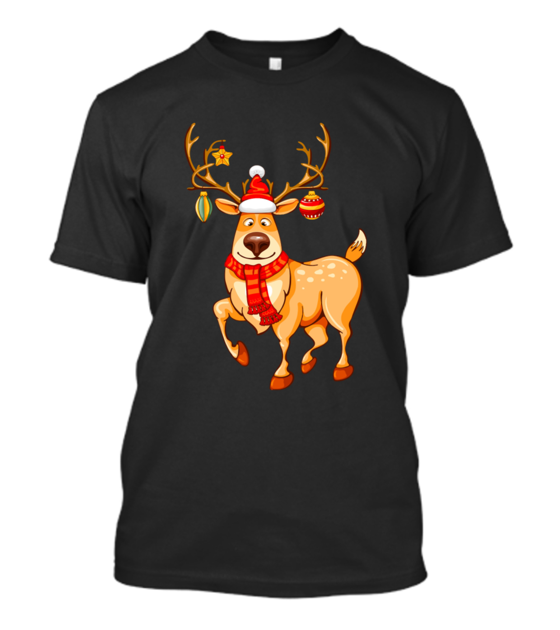 Christmas Cool Reindeer With Festive Antler Ornaments T-Shirt