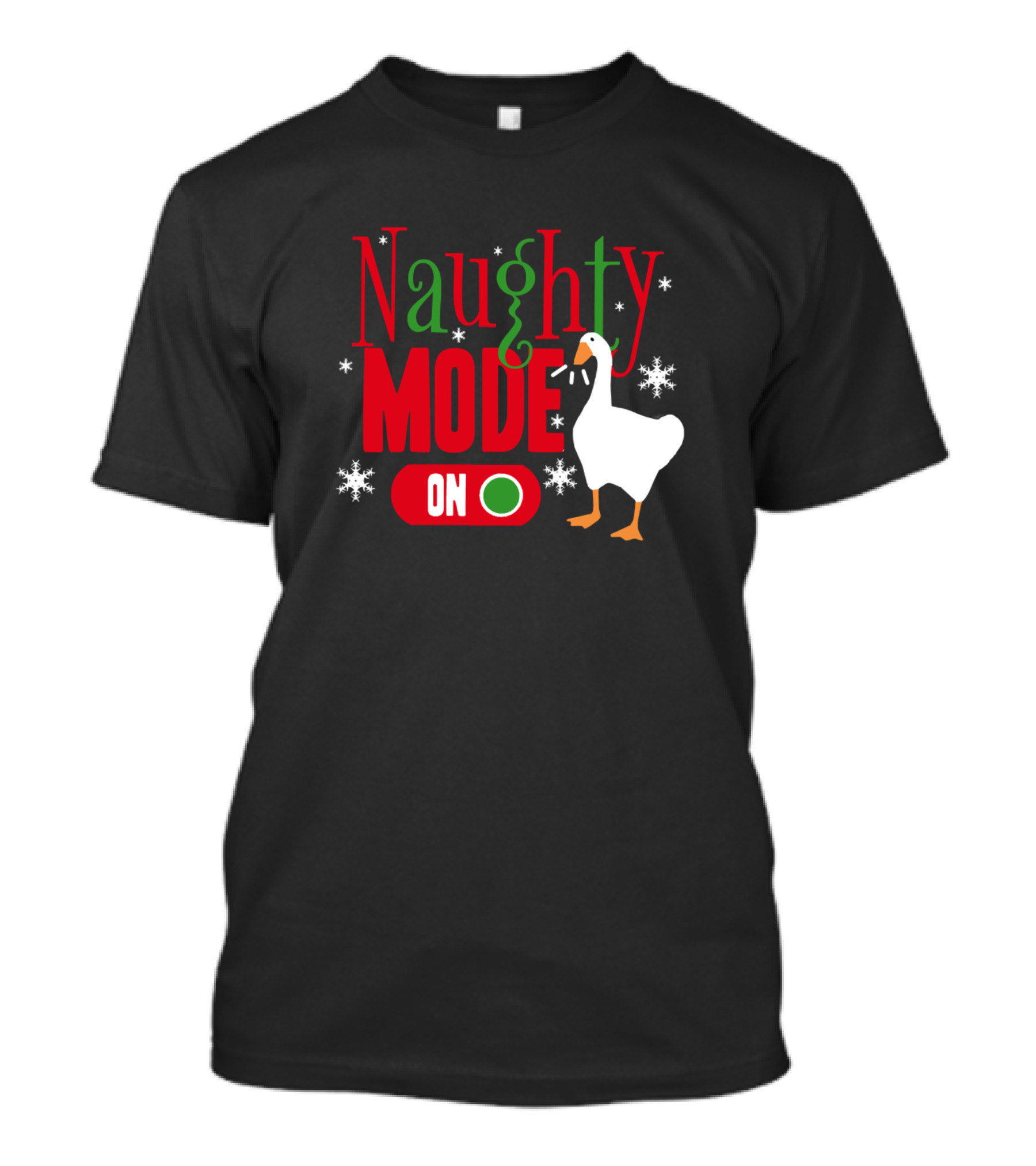 Naughty Mode On Christmas Goose Game Snowflakes T-Shirt