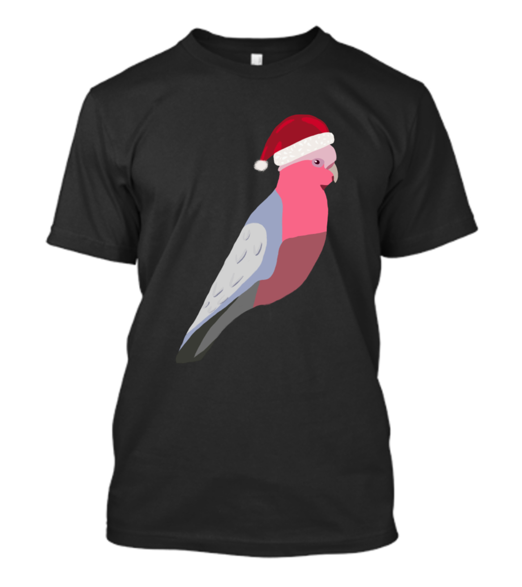 Australian Christmas Festive Pink Gallah Parrot With Santa Hat T-Shirt