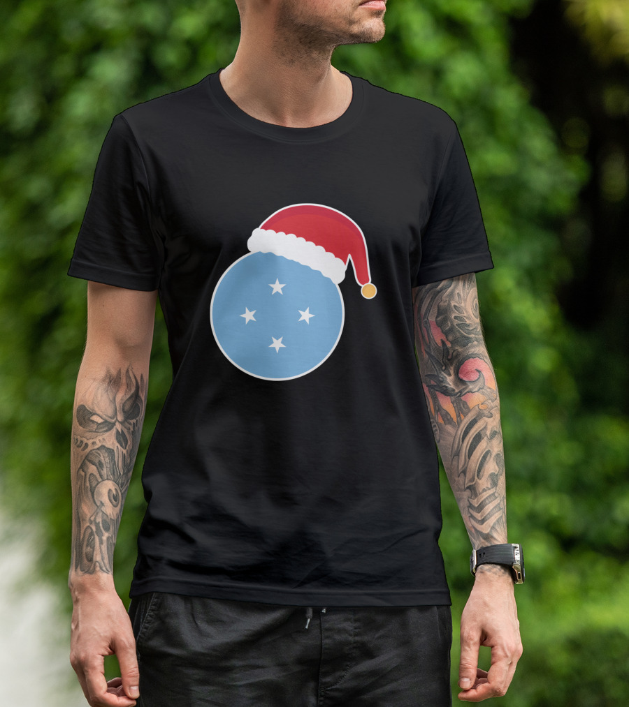 Christmas Micronesia Flag Santa Claus T-Shirt