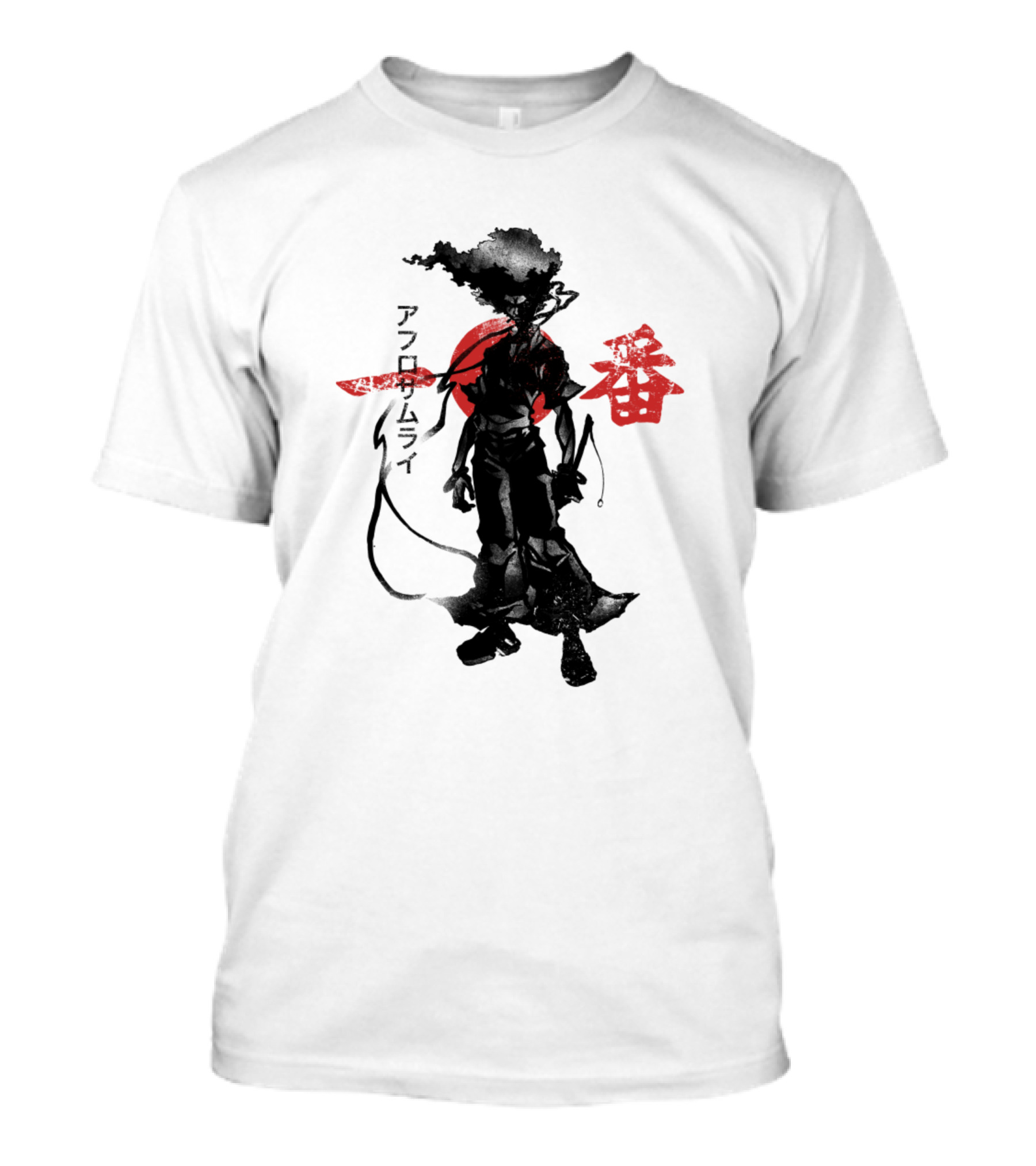 Afro Samurai Iconic Red Sun Japanese Text T-Shirt