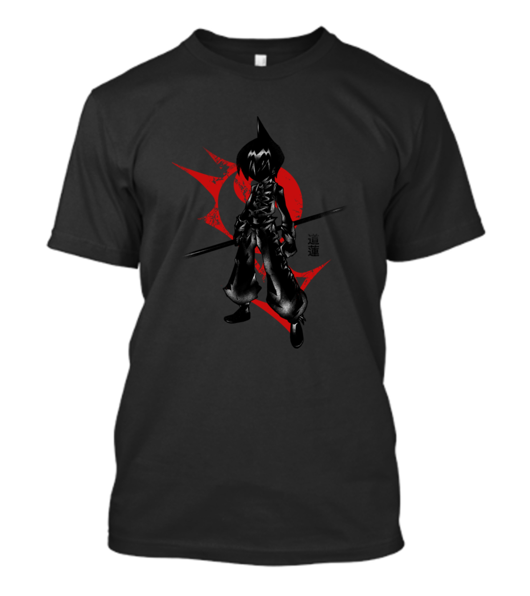 Crimson Ren Dark Silhouette With Red Symbol And Kanji T-Shirt