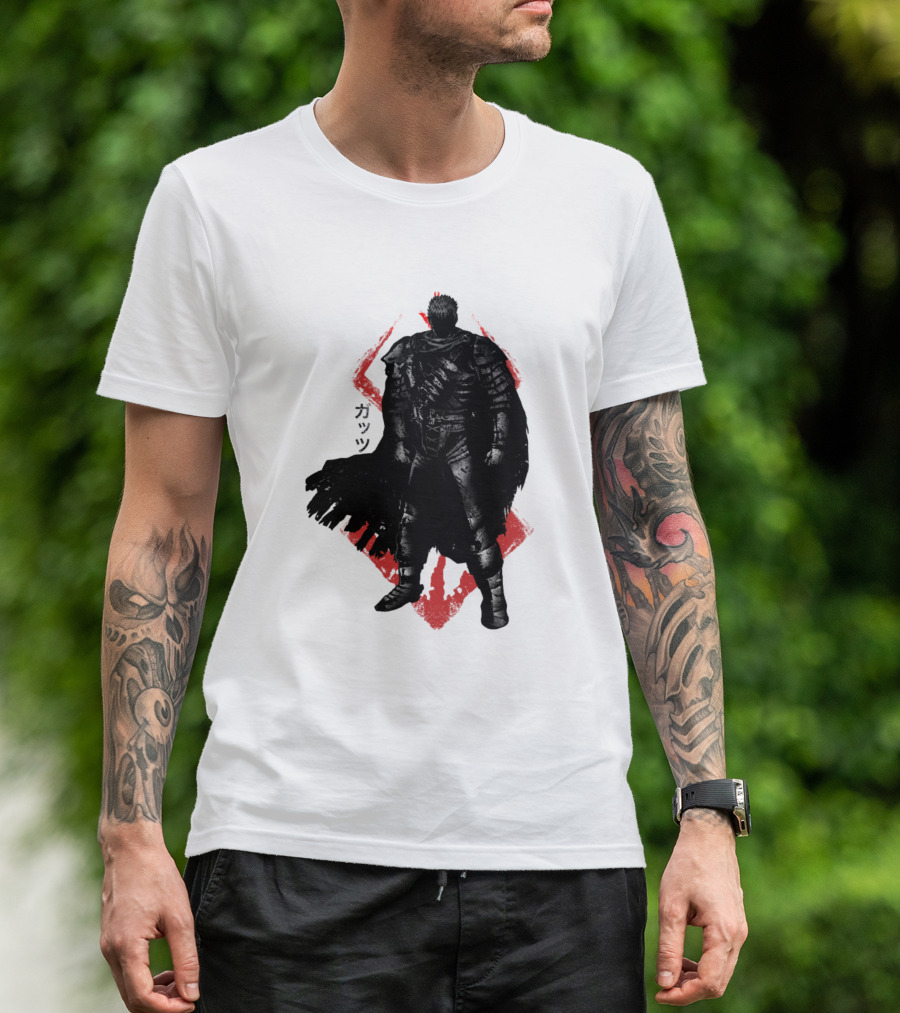 Berserk Guts Crimson Warrior Dark Armor Kanji T-Shirt