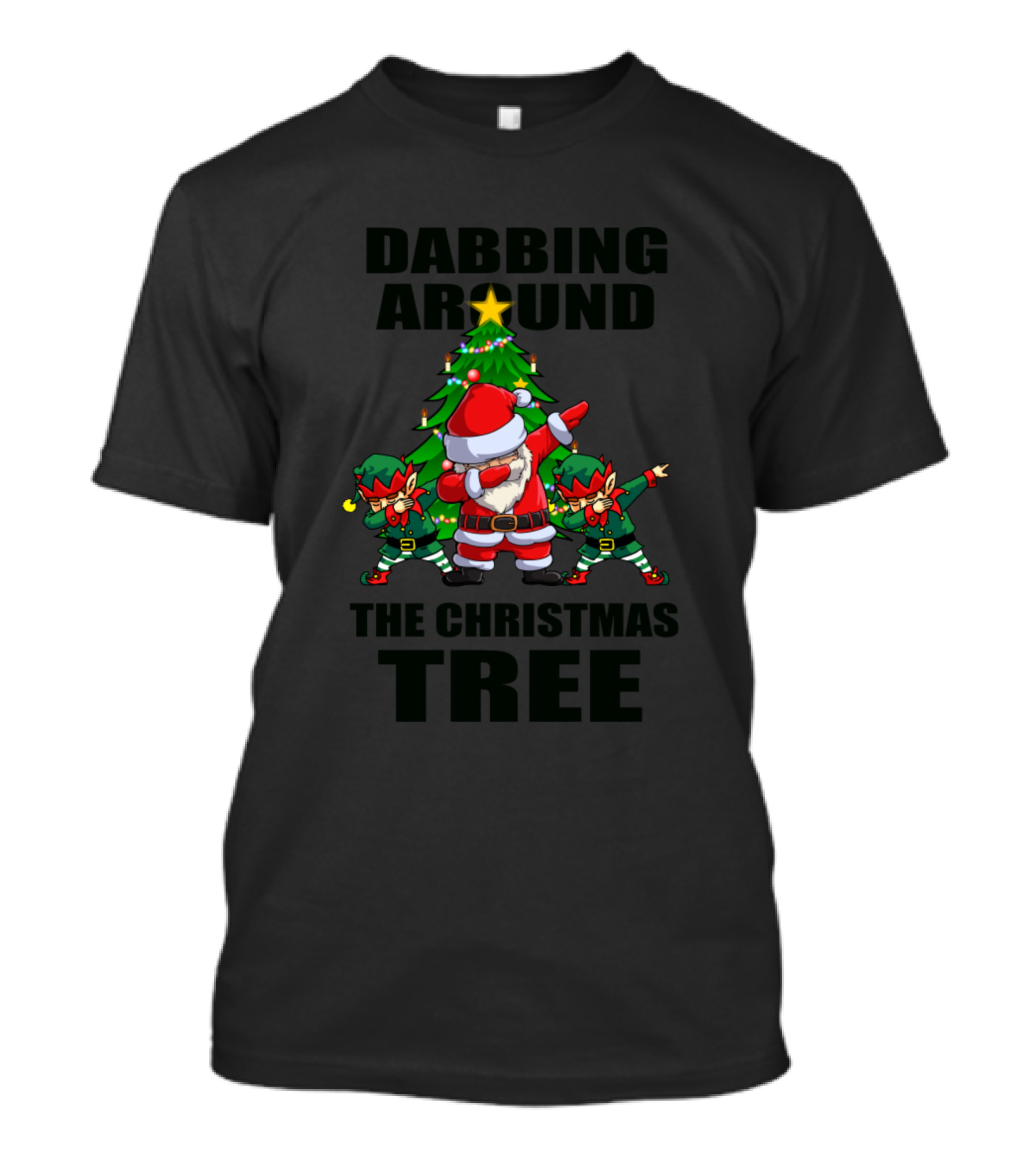Dabbing Santa And Elves Around The Christmas Tree T-Shirt