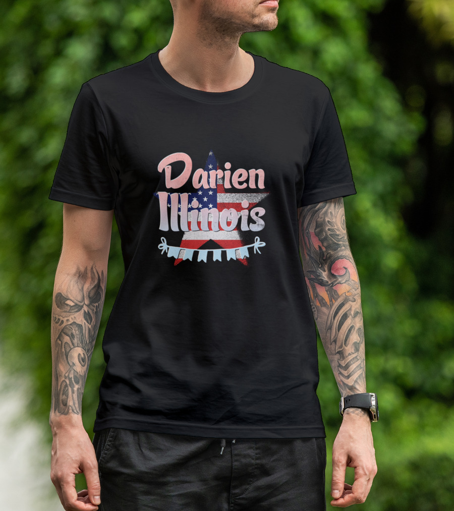 Darien Illinois American Flag Star Banner T-Shirt