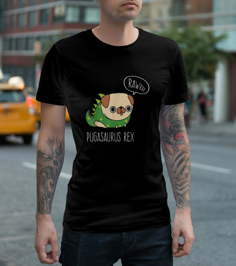 Pugasaurus Rex Rawrrr Halloween Dog Pug T-Shirt