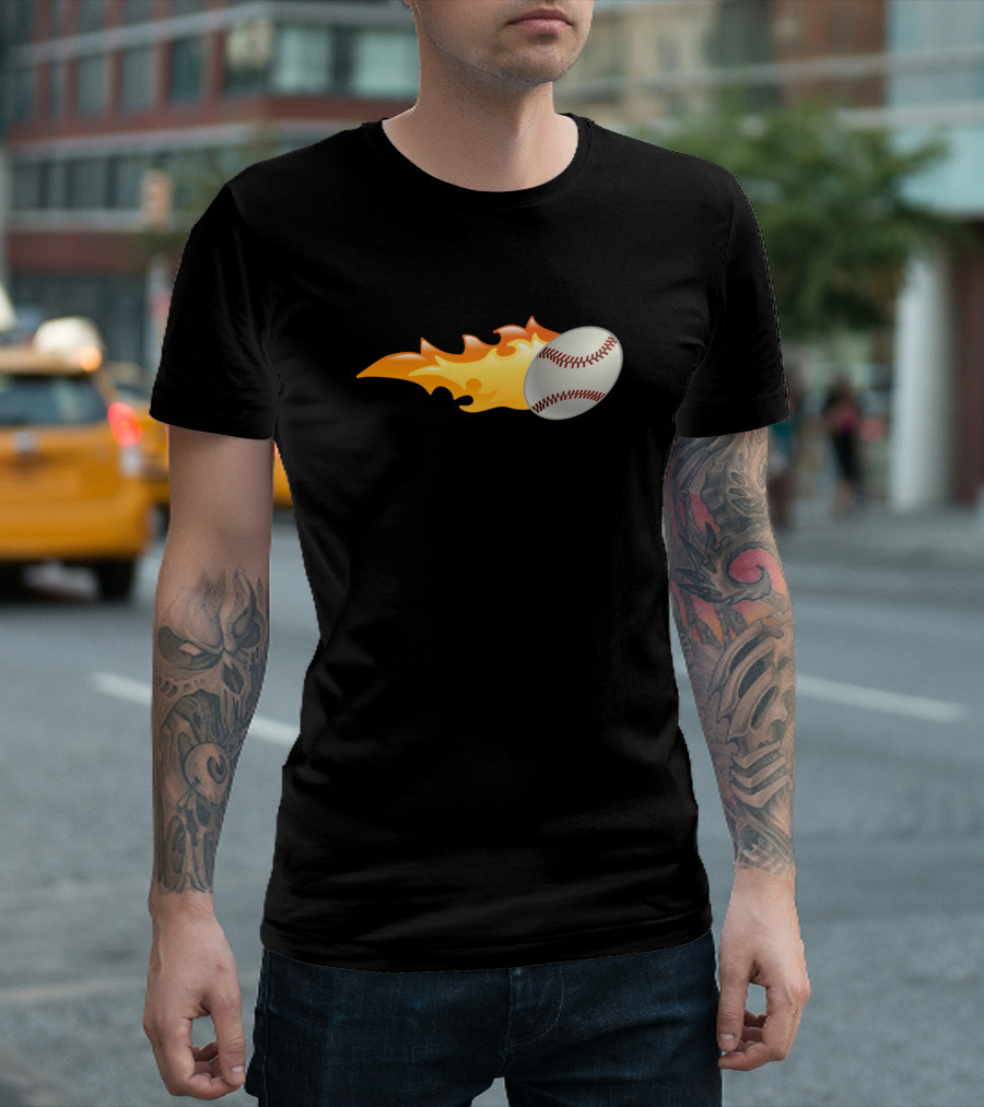Flaming Baseball Icon with Sports T-Shirt