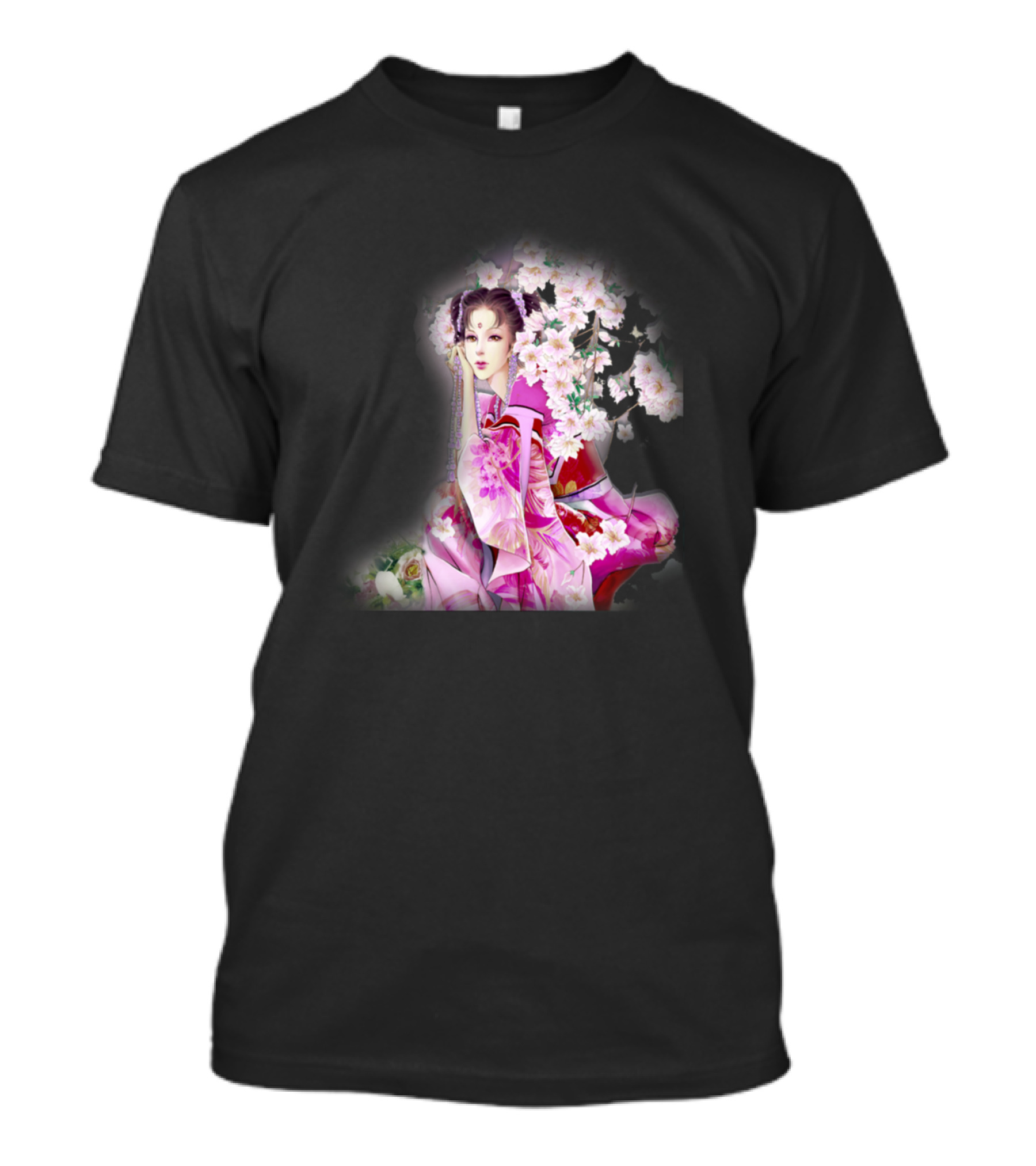 Flowers And Girl Beautiful Floral Geisha Sakura Blossom T-Shirt
