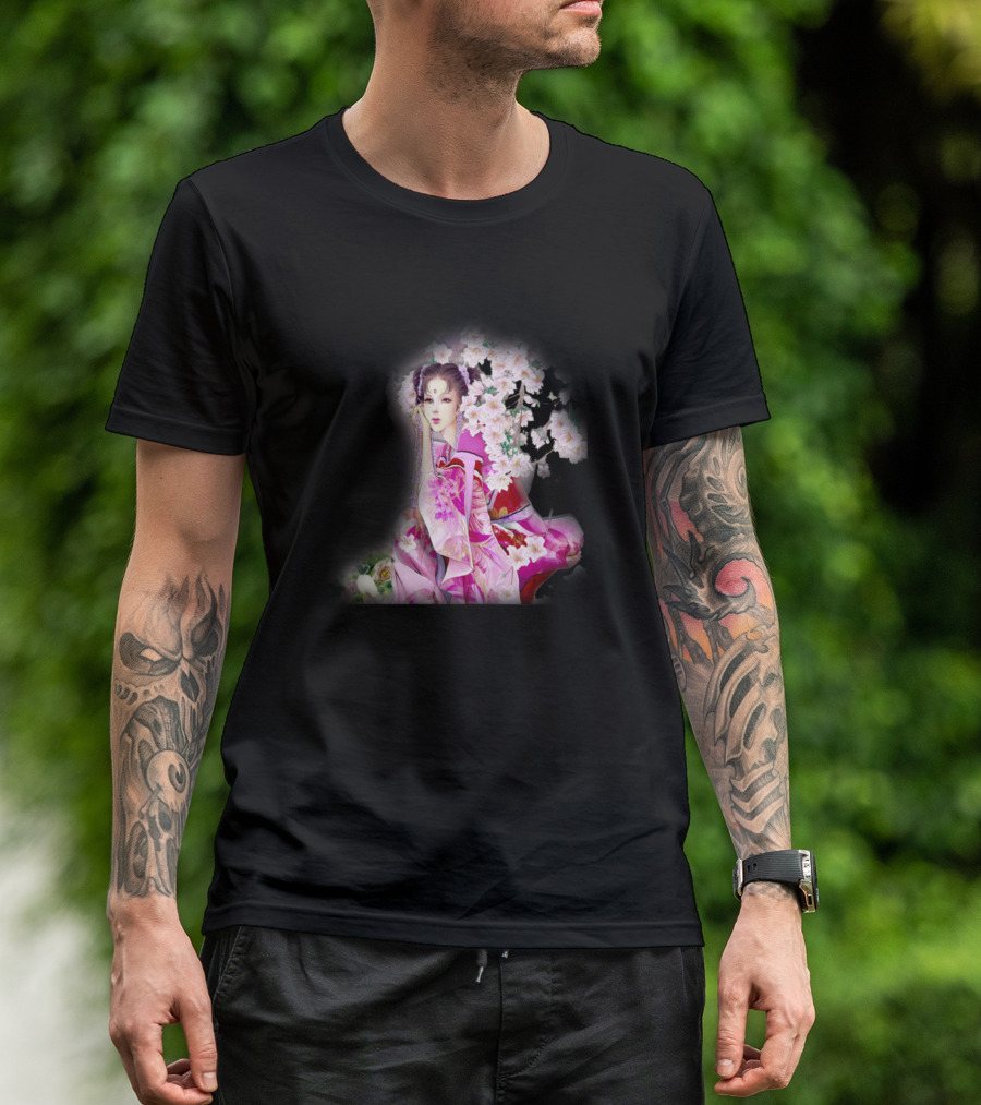 Flowers And Girl Beautiful Floral Geisha Sakura Blossom T-Shirt