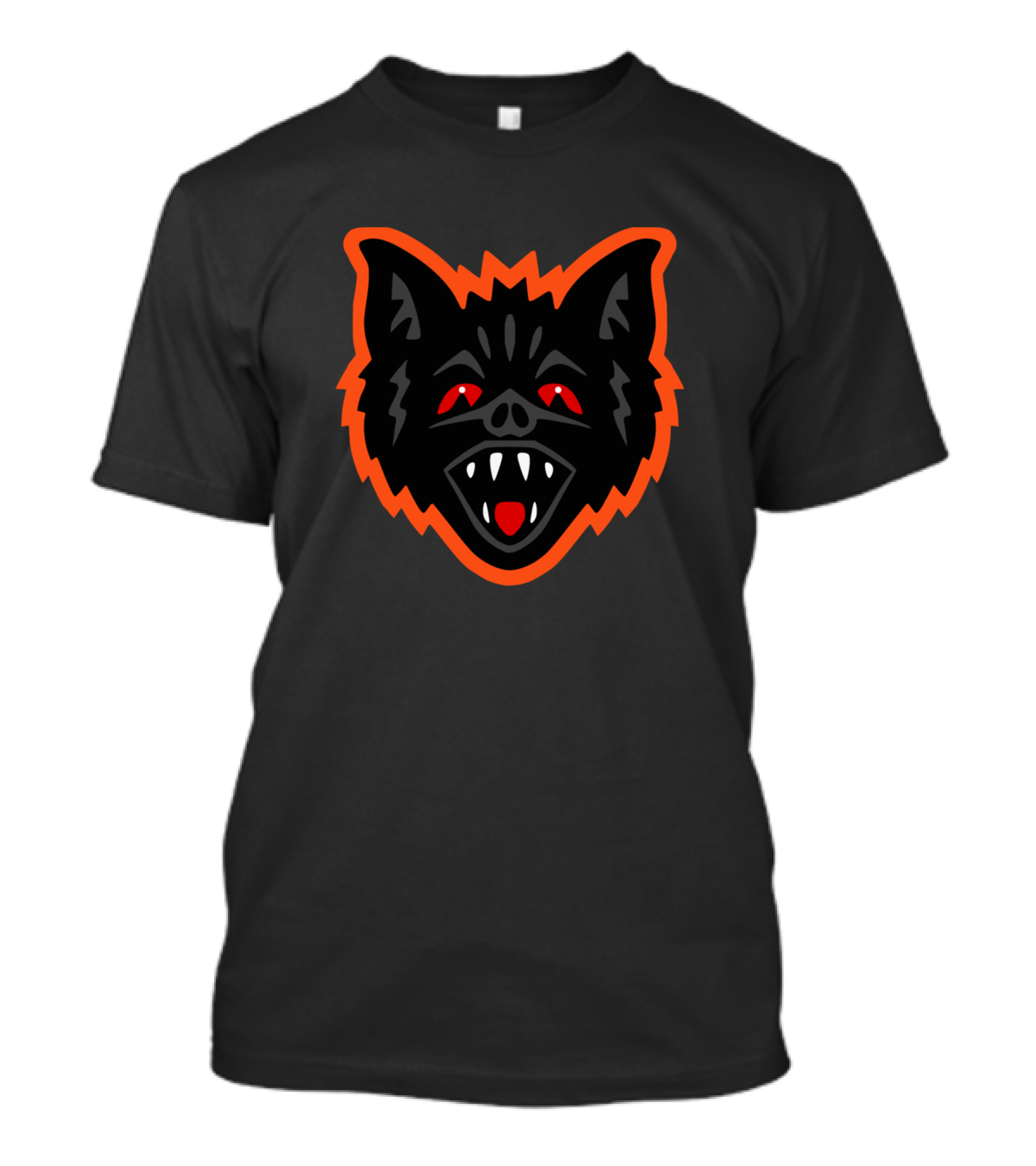 Halloween Scary Bat Head With Red Eyes And Fangs T-Shirt