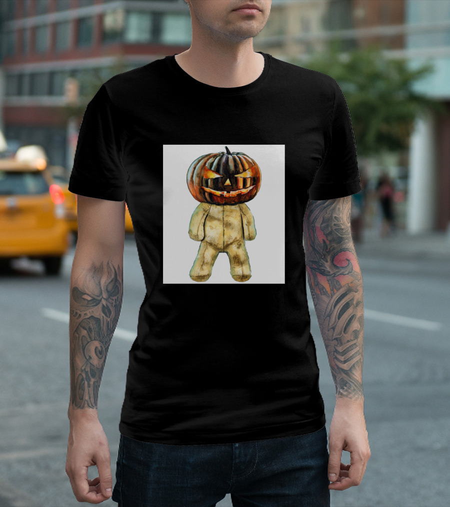 Halloween Teddy Bear Pumpkin Head Creepy T-Shirt