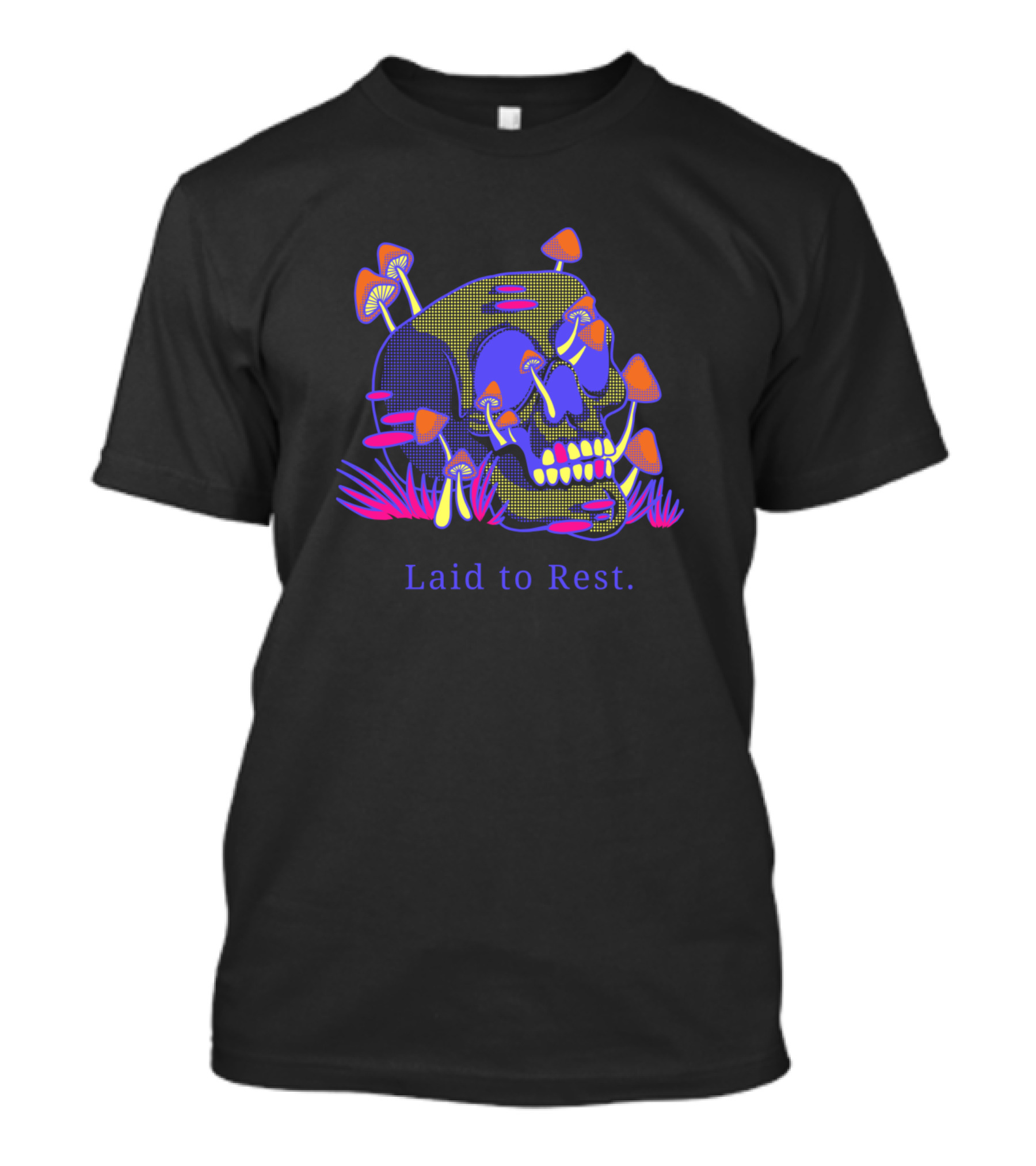 Laid To Rest Skull With Mushrooms And Grass T-Shirt