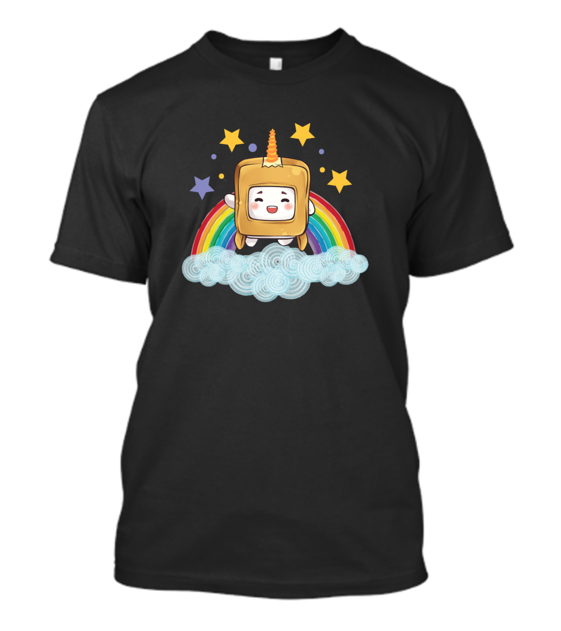 Lankybox Unicorn Rainbow Star Box Character Cloud Scene T-Shirt