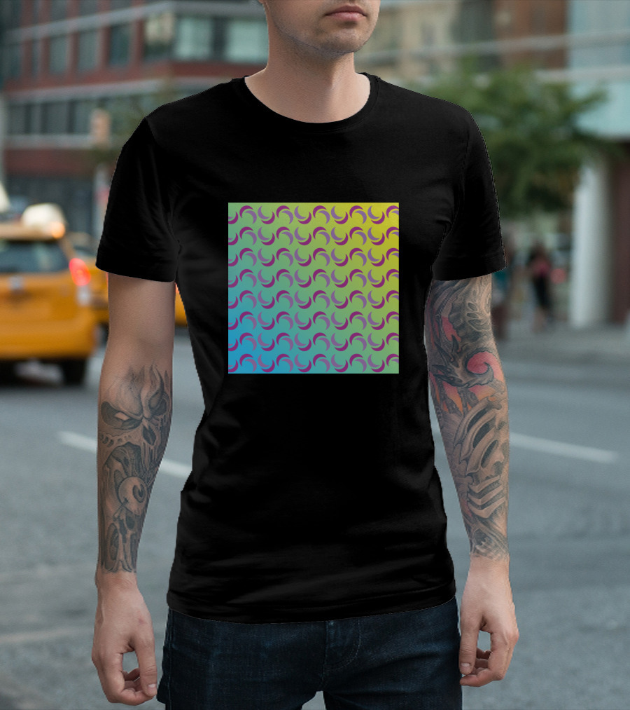 Many Moons Pattern Rainbow Gradient T-Shirt