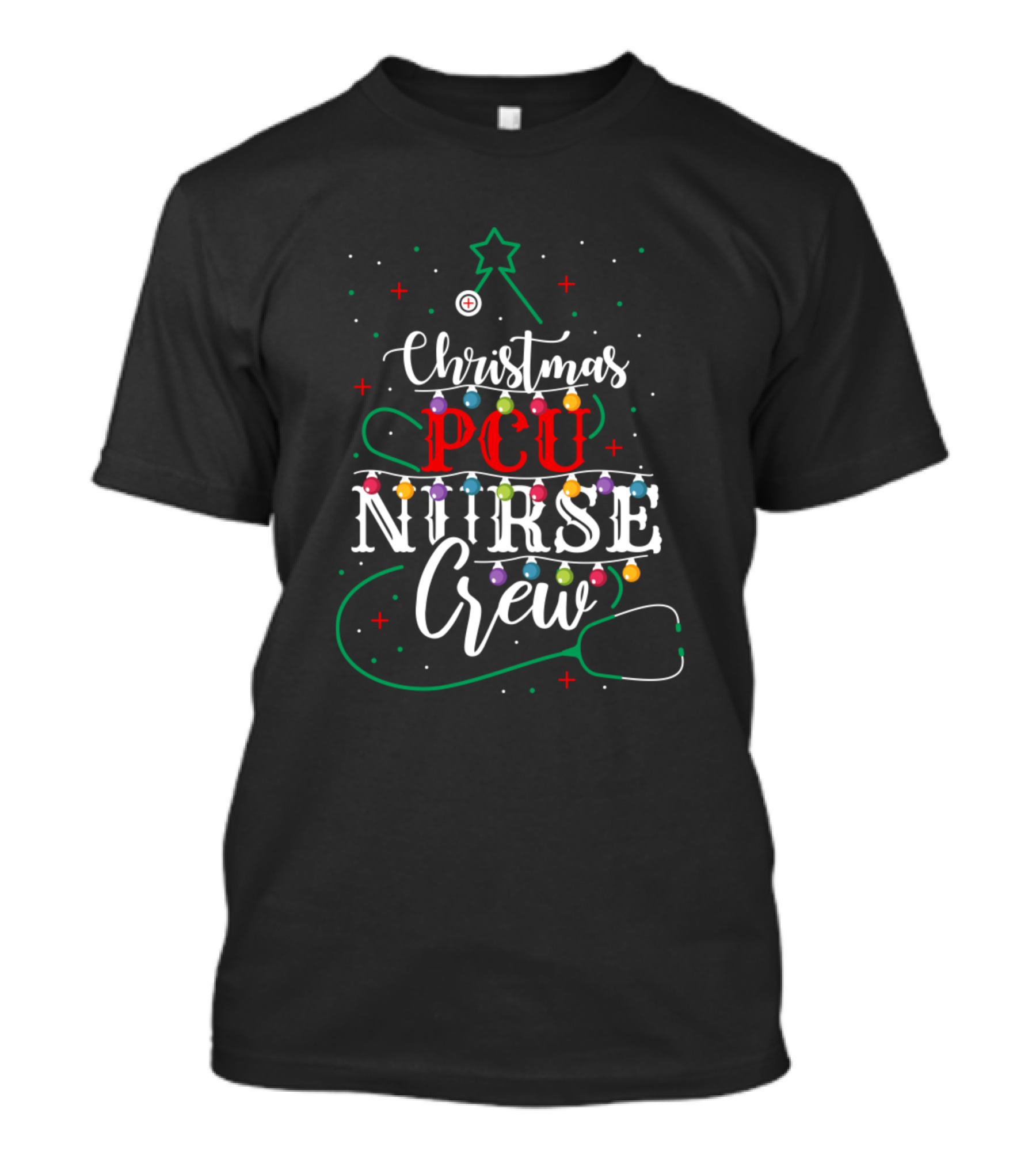 Christmas PCU Nurse Crew Festive Lights Holiday Nursing T-Shirt