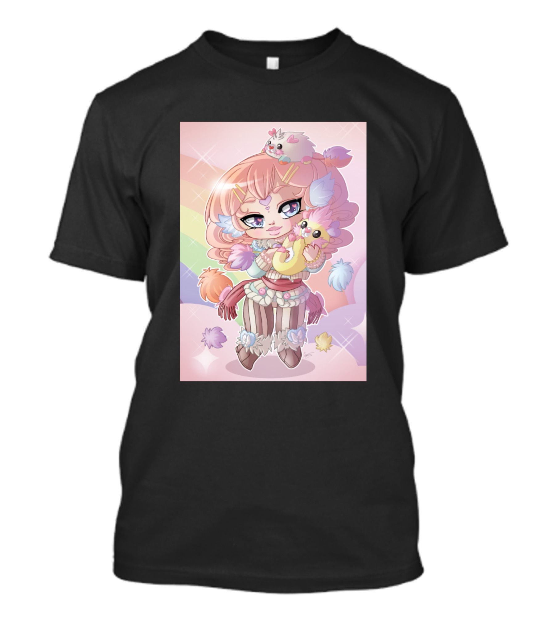 Plushies Pin Up Chibi Girl Rainbow Fantasy Cute Pastel Kawaii T-Shirt