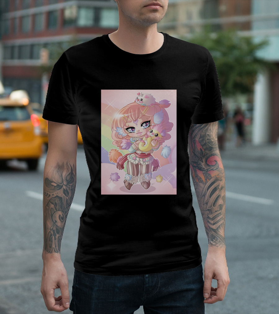 Plushies Pin Up Chibi Girl Rainbow Fantasy Cute Pastel Kawaii T-Shirt