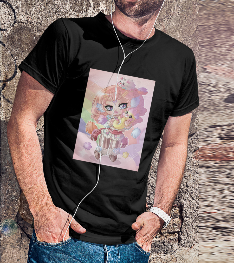 Plushies Pin Up Chibi Girl Rainbow Fantasy Cute Pastel Kawaii T-Shirt