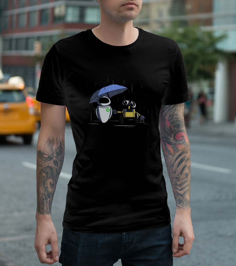 Umbrella Love Robots Wall-E Eva Protect Rain T-Shirt